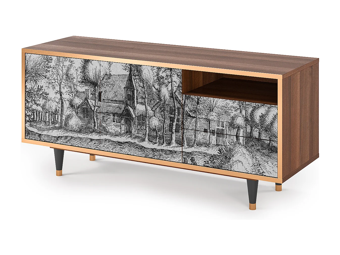 Meuble TV - 125х56х41 cm - T7 - A Pond, Noyer