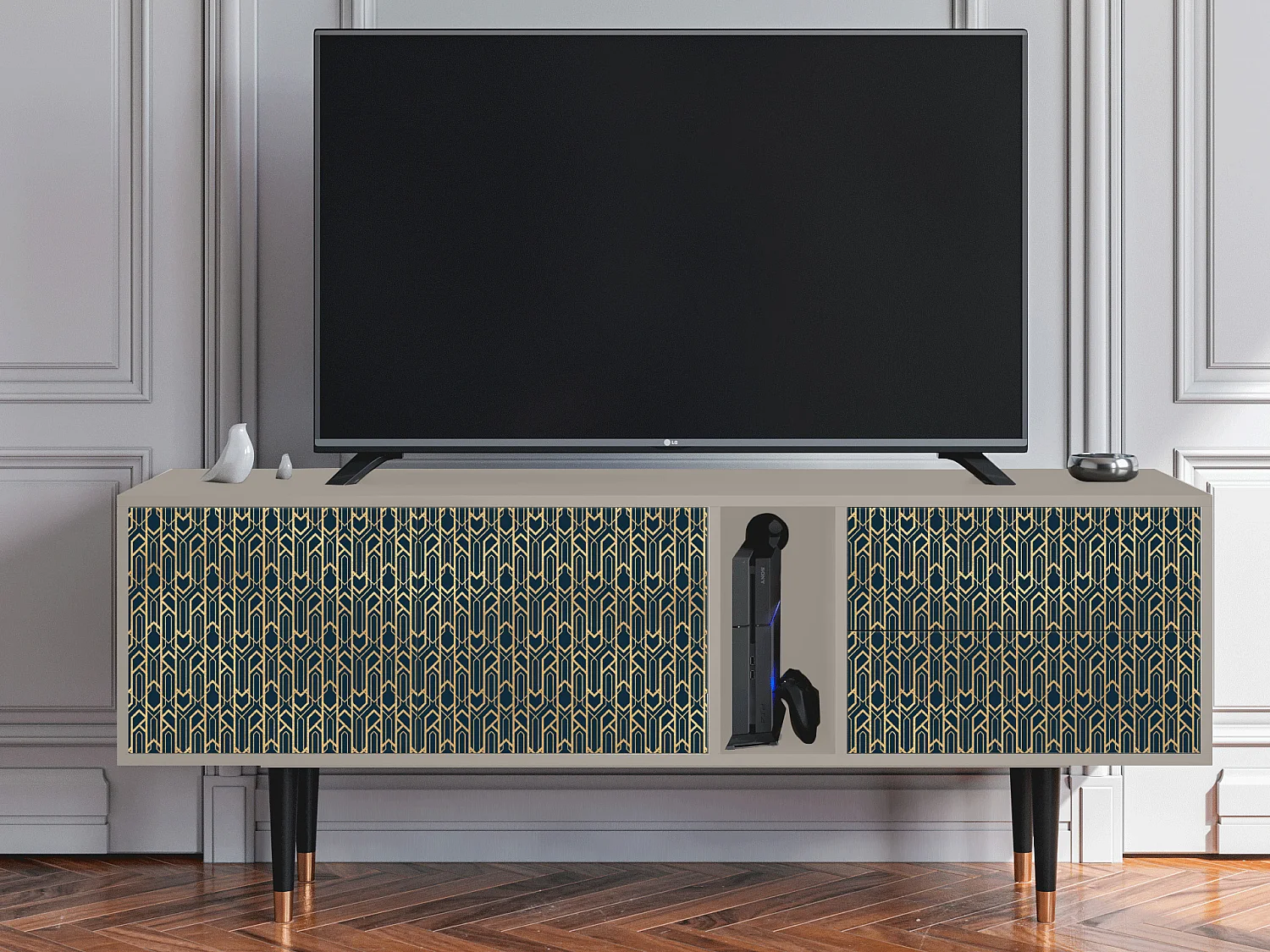 Szafka RTV - 170х69х48 cm - T1 - Golden Empire, Piaskowy