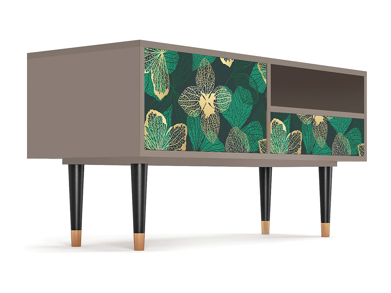 Szafka RTV - 115х59х48 cm - T3 - Green Flower, Latte