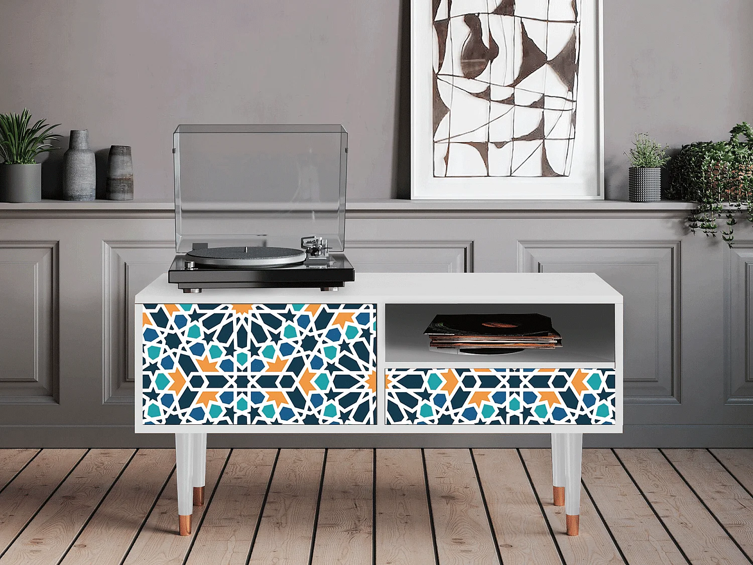 Meuble TV - 115х59х48 cm - T3 - Kaleidoscope, Blanc