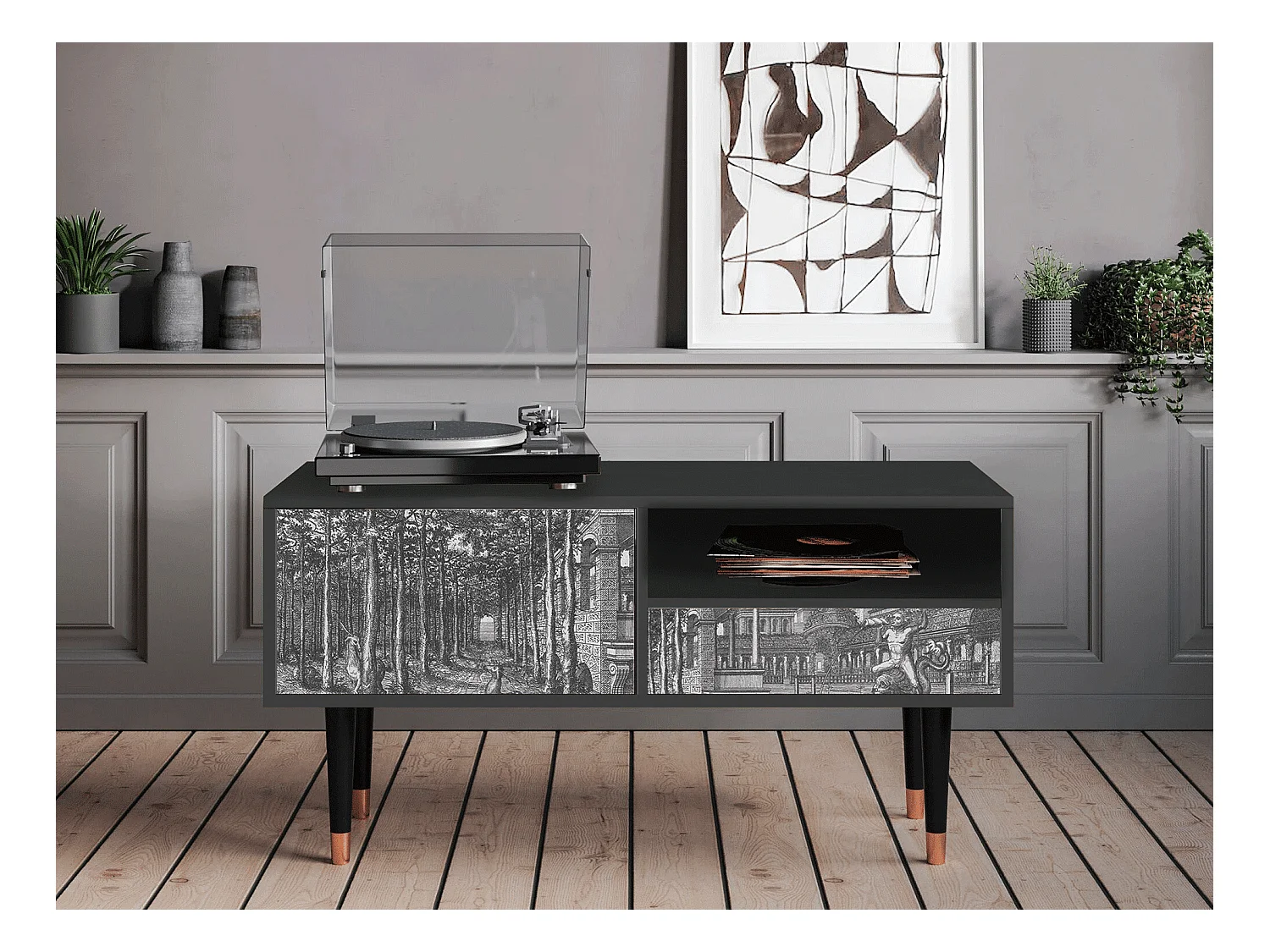 Mobile TV - 115х59х48 cm - T3 - View of the Piazza, Antracite