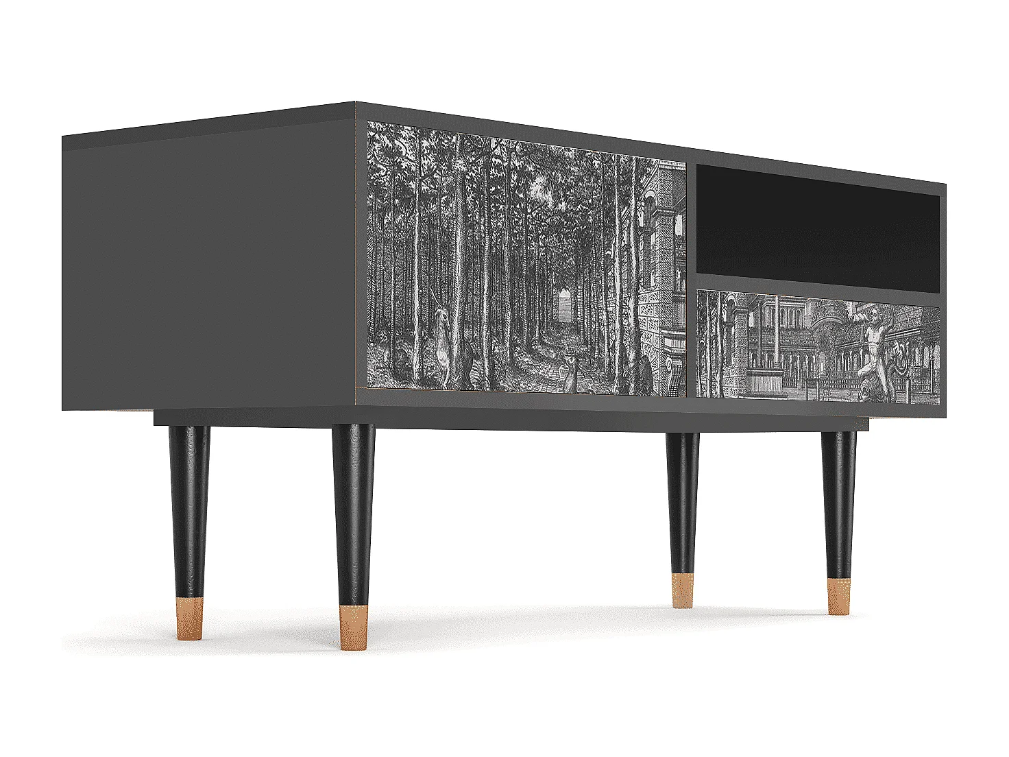 Meuble TV - 115х59х48 cm - T3 - View of the Piazza, Anthracite