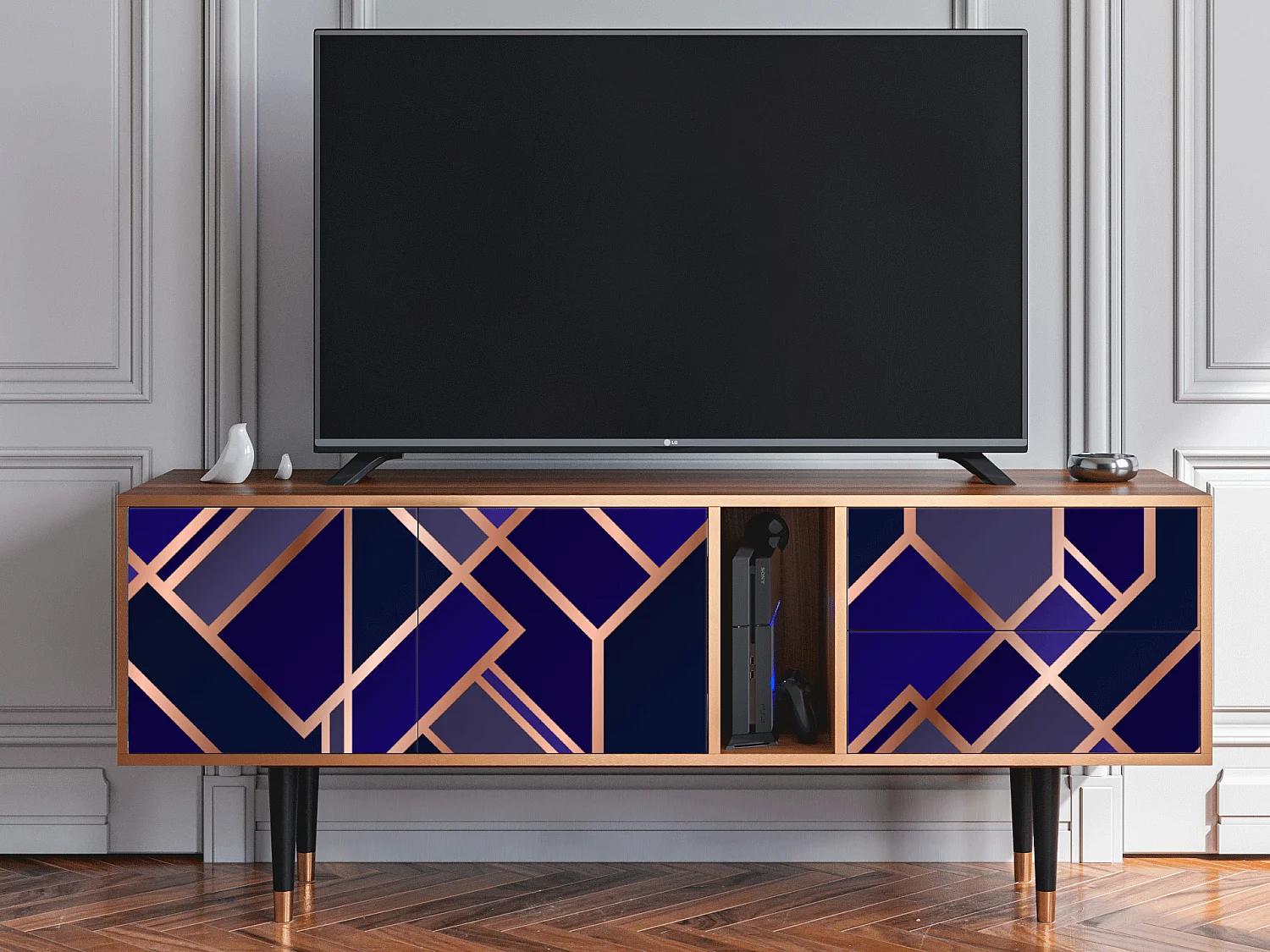 Meuble TV - 170х69х48 cm - T1 - Aquamarine Getsby, Noyer