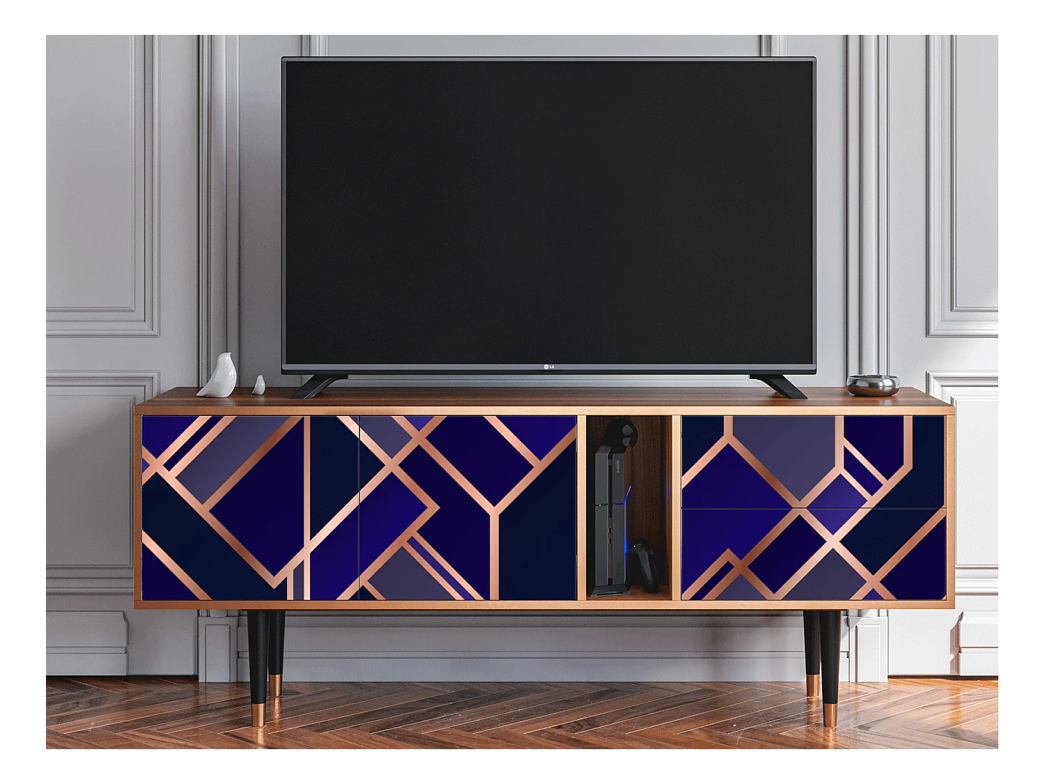 Mobile TV - 170х69х48 cm - T1 - Aquamarine Getsby, Noce