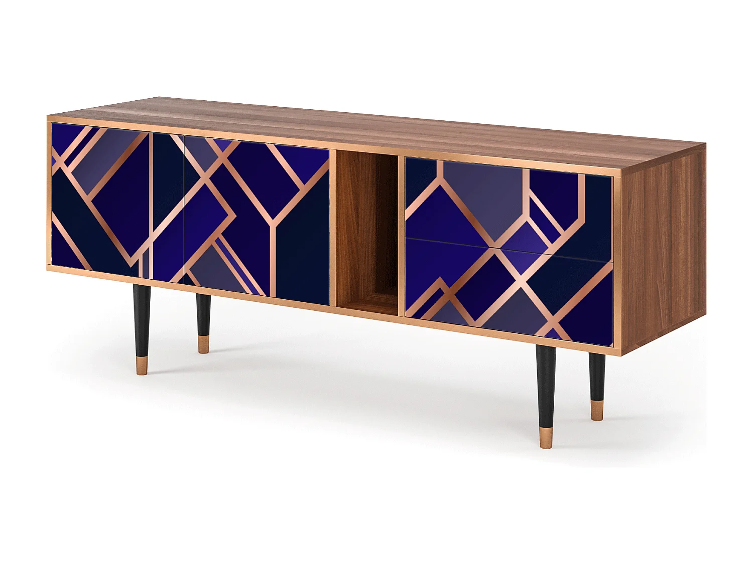 Mobile TV - 170х69х48 cm - T1 - Aquamarine Getsby, Noce