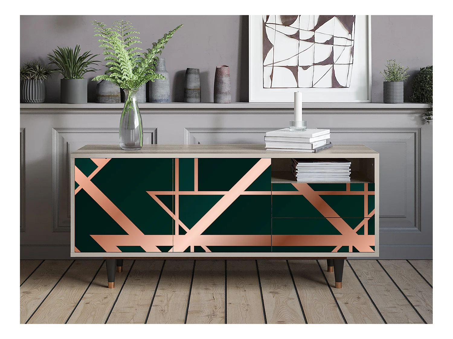 Mobile TV - 125х56х41 cm - T7 - Emerald Gatsby, Sabbia