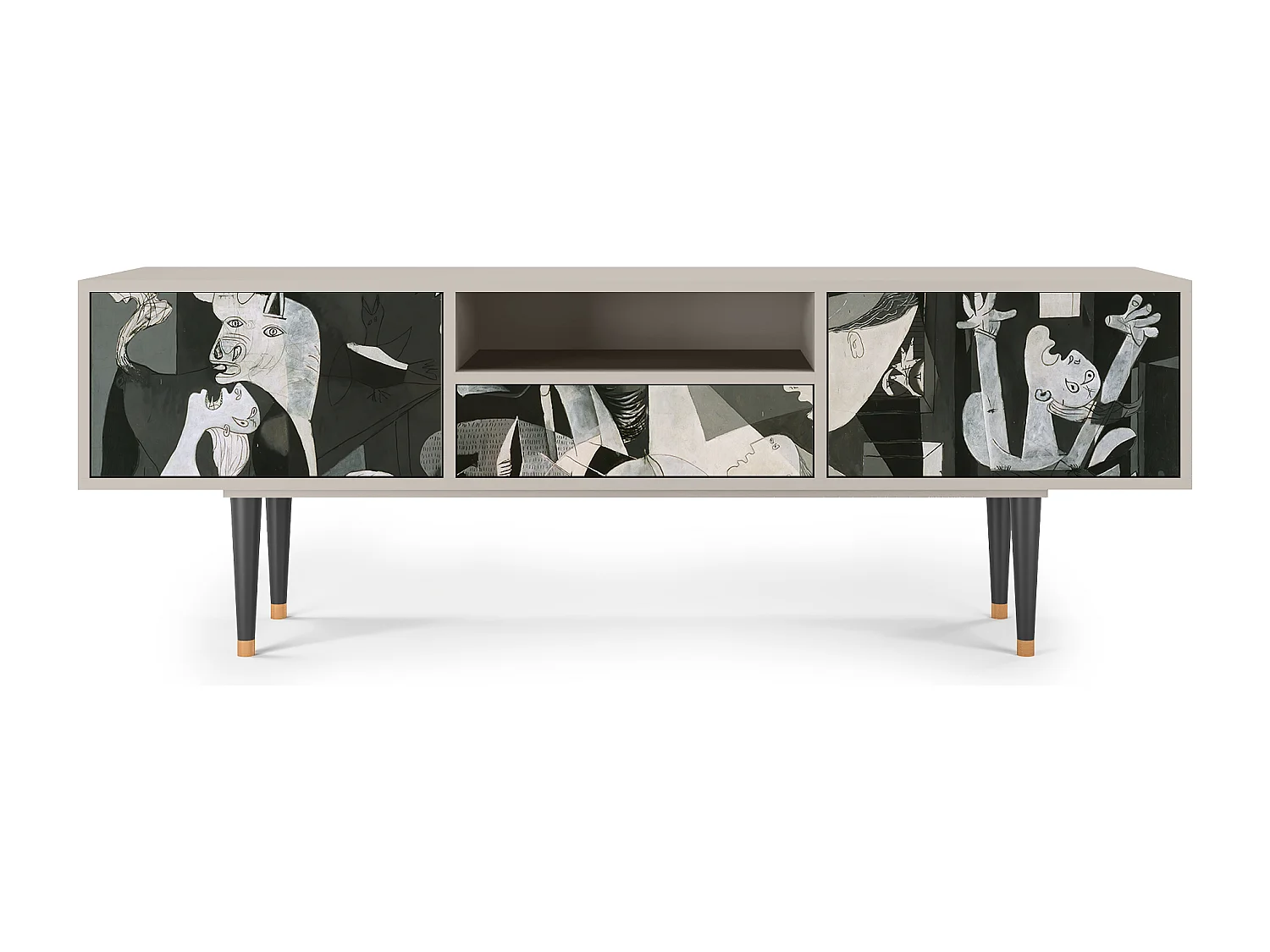 Szafka RTV - 170х59х41 cm - T6 - Guernica by Picasso, Piaskowy