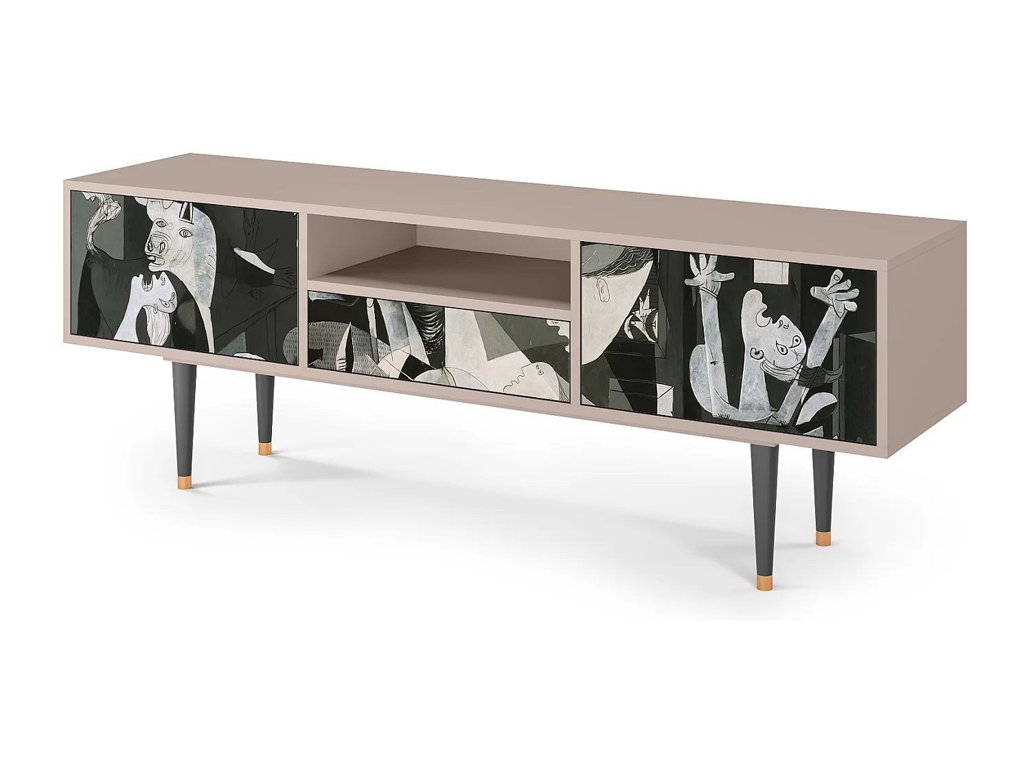 Szafka RTV - 170х59х41 cm - T6 - Guernica by Picasso, Piaskowy