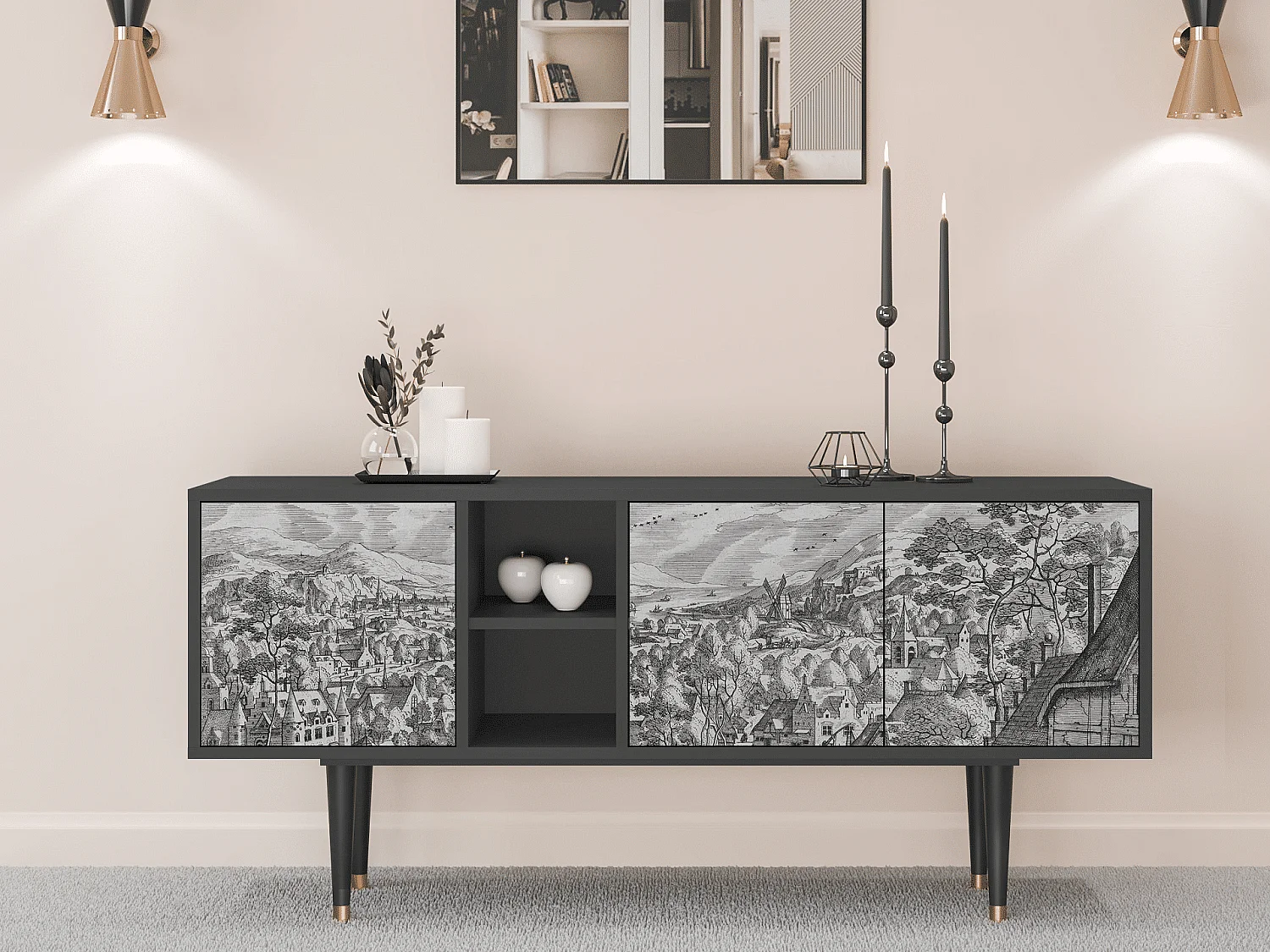 TV-meubel - 150х69х41 cm - T5 - Bird Dropping, Antraciet