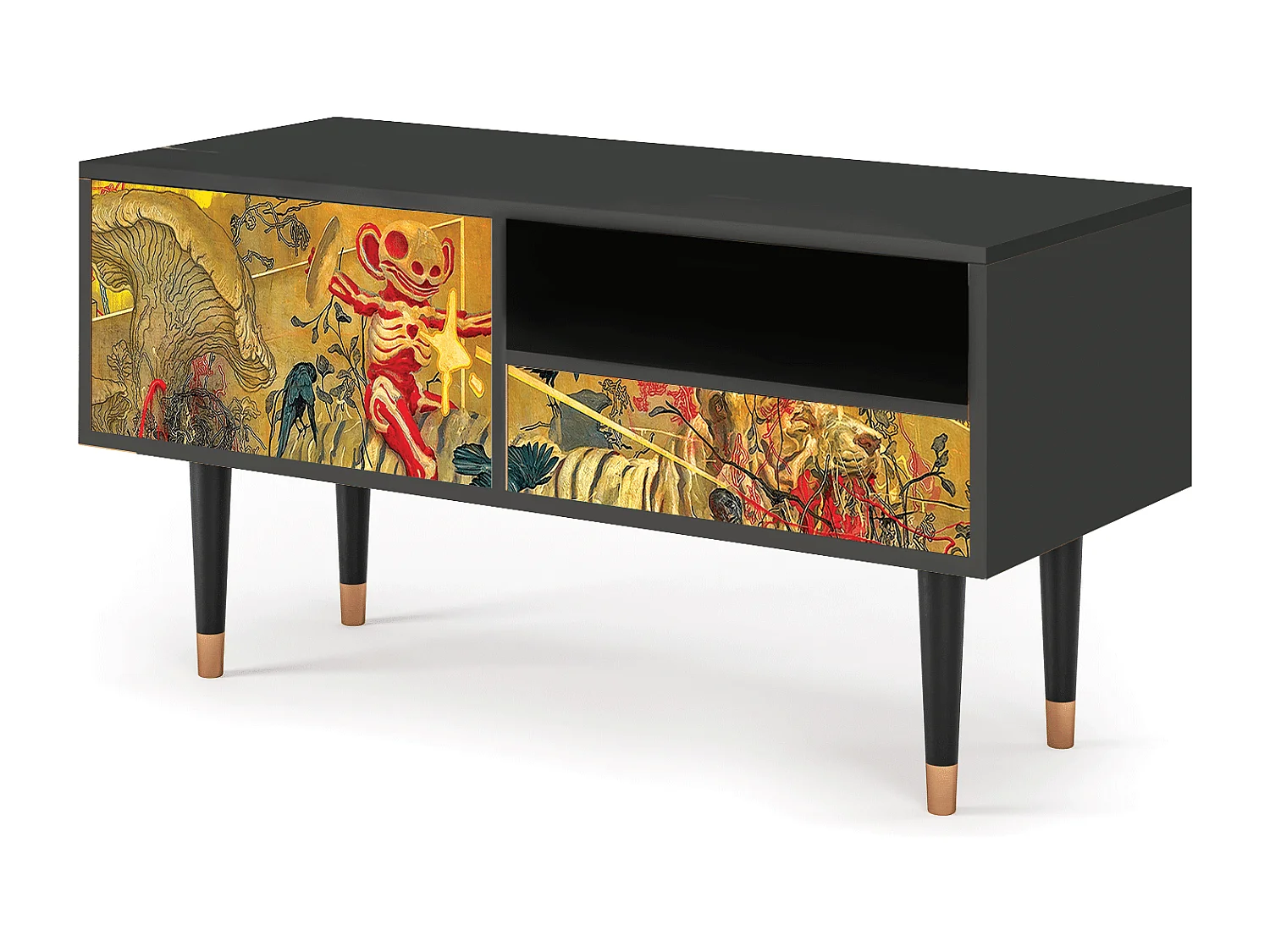 Szafka RTV - 115х59х48 cm - T3 - Blood by James Jean, Antracyt