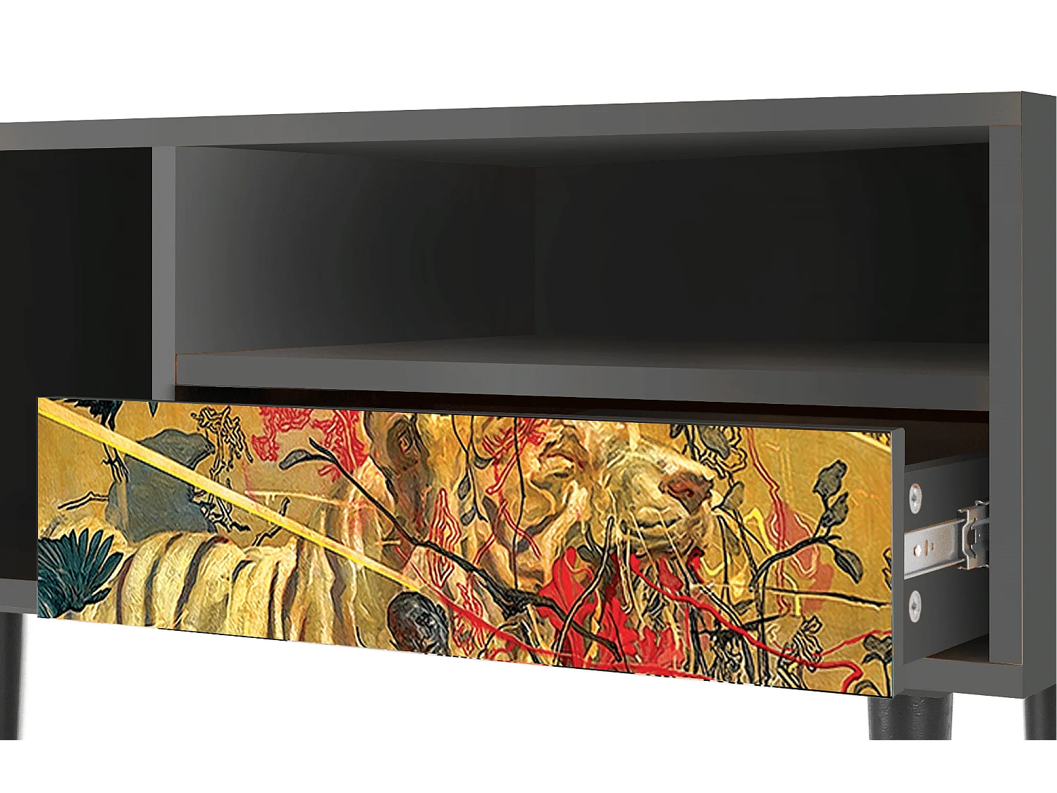 Szafka RTV - 115х59х48 cm - T3 - Blood by James Jean, Antracyt