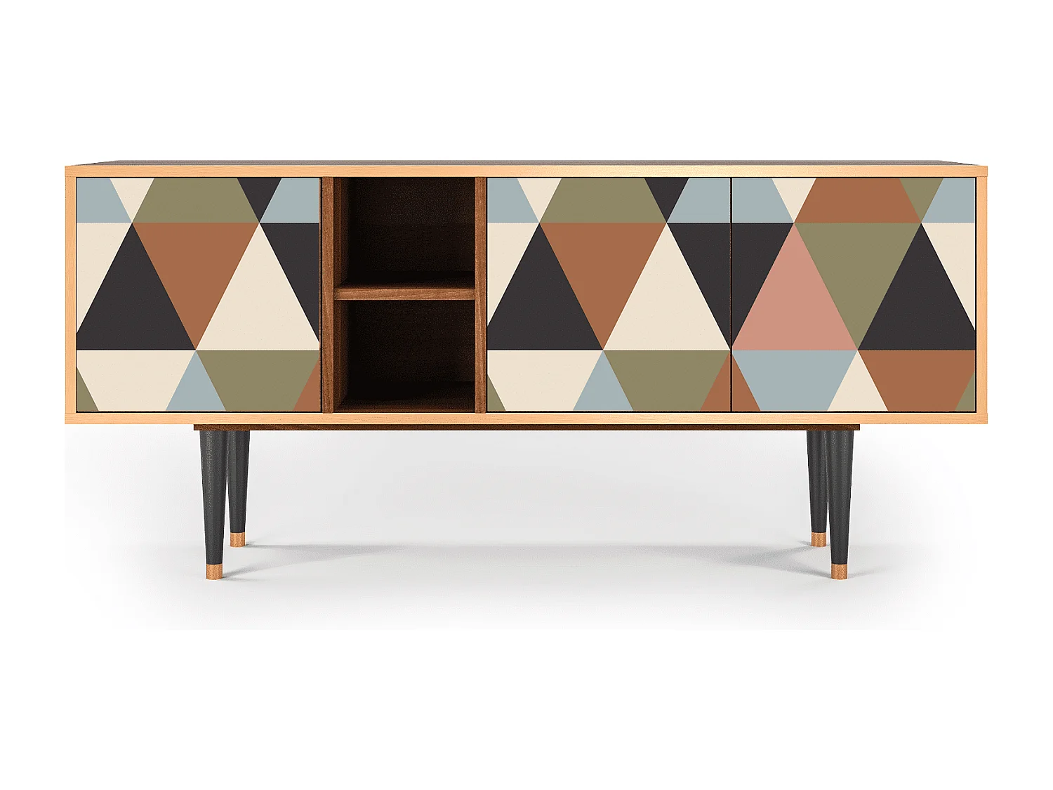 Meuble TV - 150х69х41 cm - T5 - Royal Triangles, Noyer