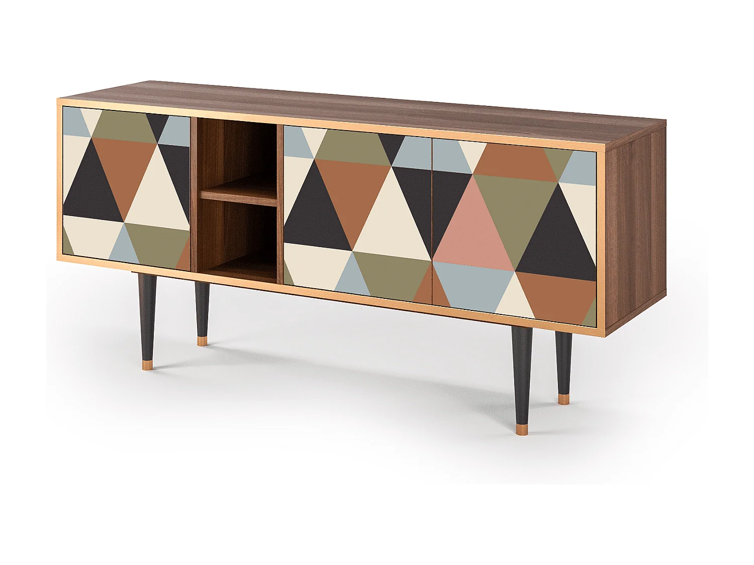 Meuble TV - 150х69х41 cm - T5 - Royal Triangles, Noyer