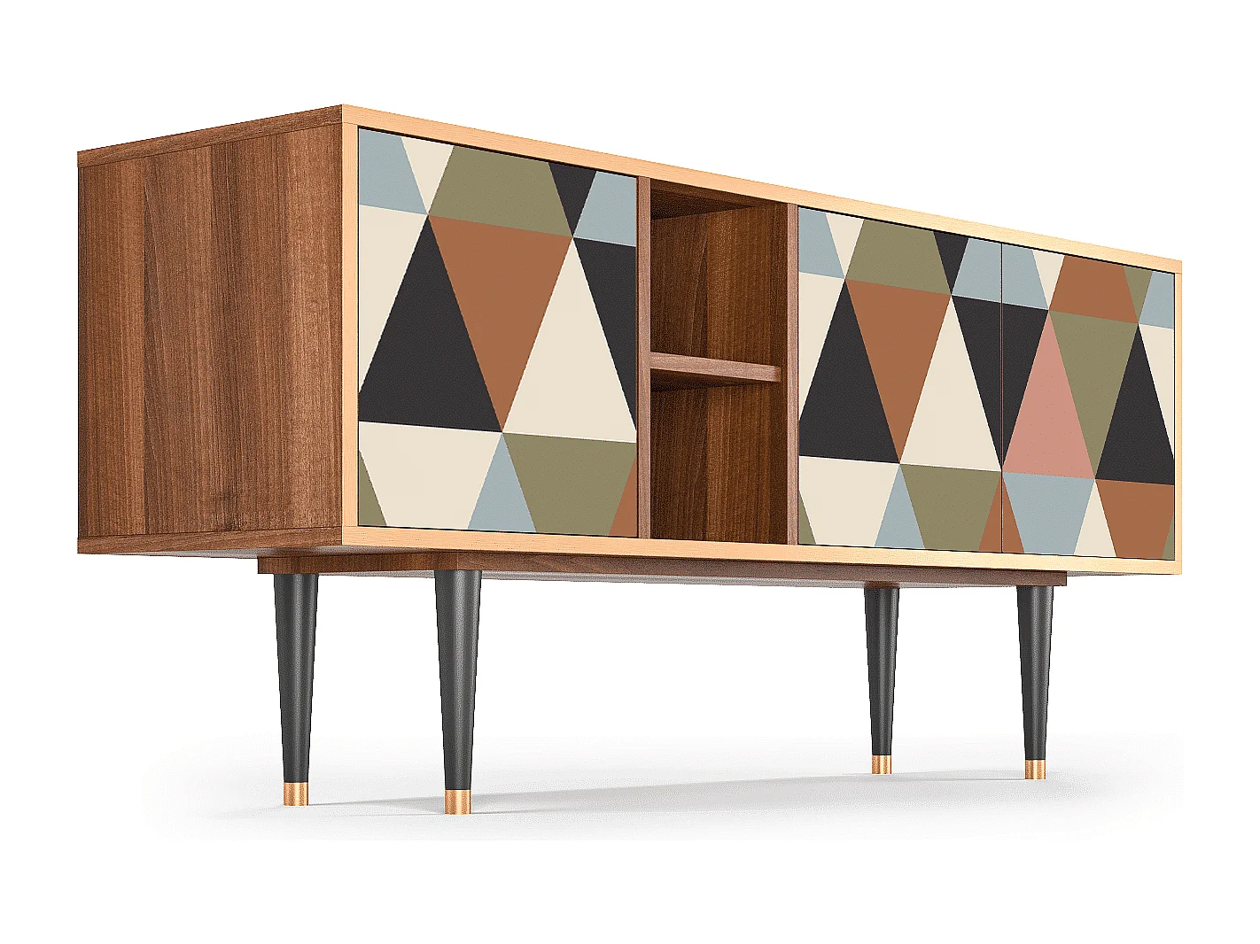 Meuble TV - 150х69х41 cm - T5 - Royal Triangles, Noyer