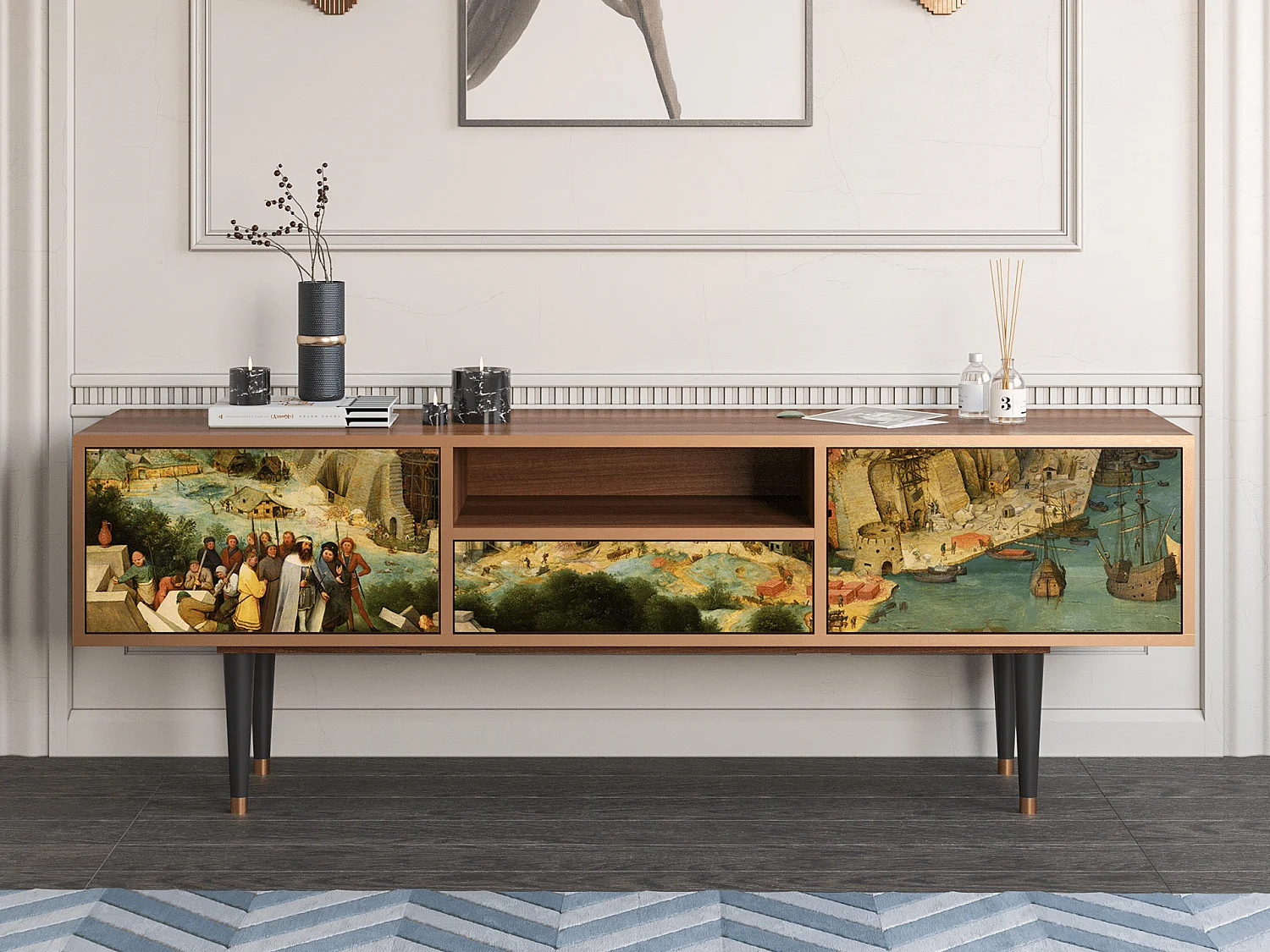 Szafka RTV - 170х59х41 cm - T6 - Elder The Tower, Orzech