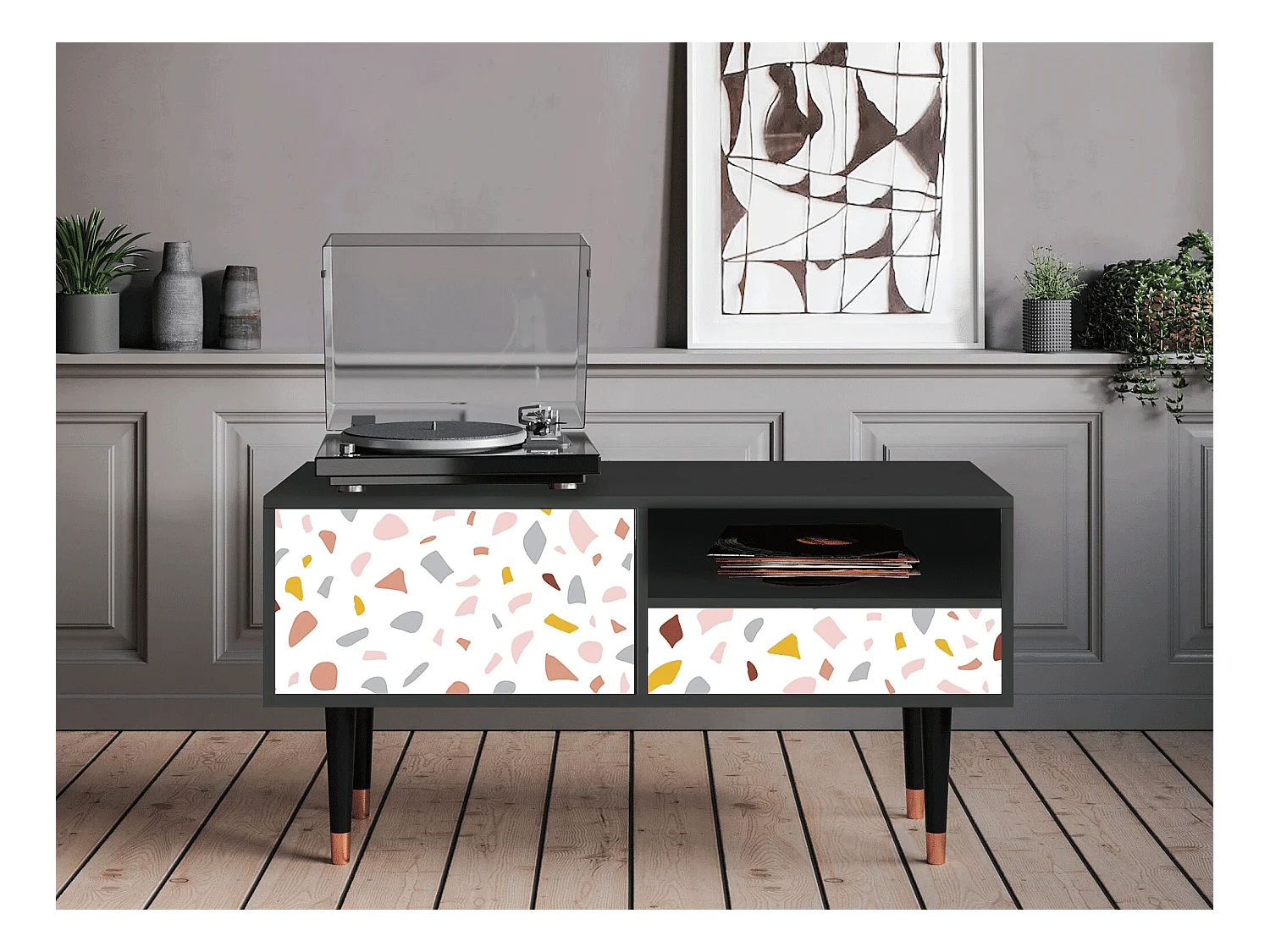 Mobile TV - 115х59х48 cm - T3 - Marmelade Cheese, Antracite