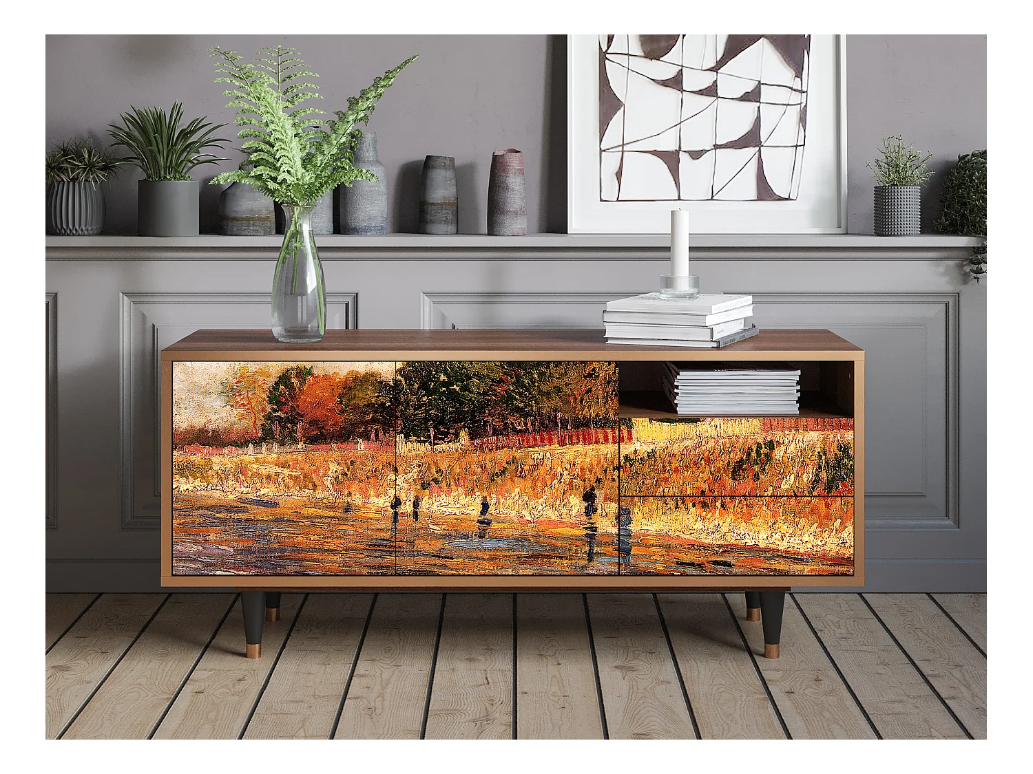 Mobile TV - 125х56х41 cm - T7 - The Banks, Noce