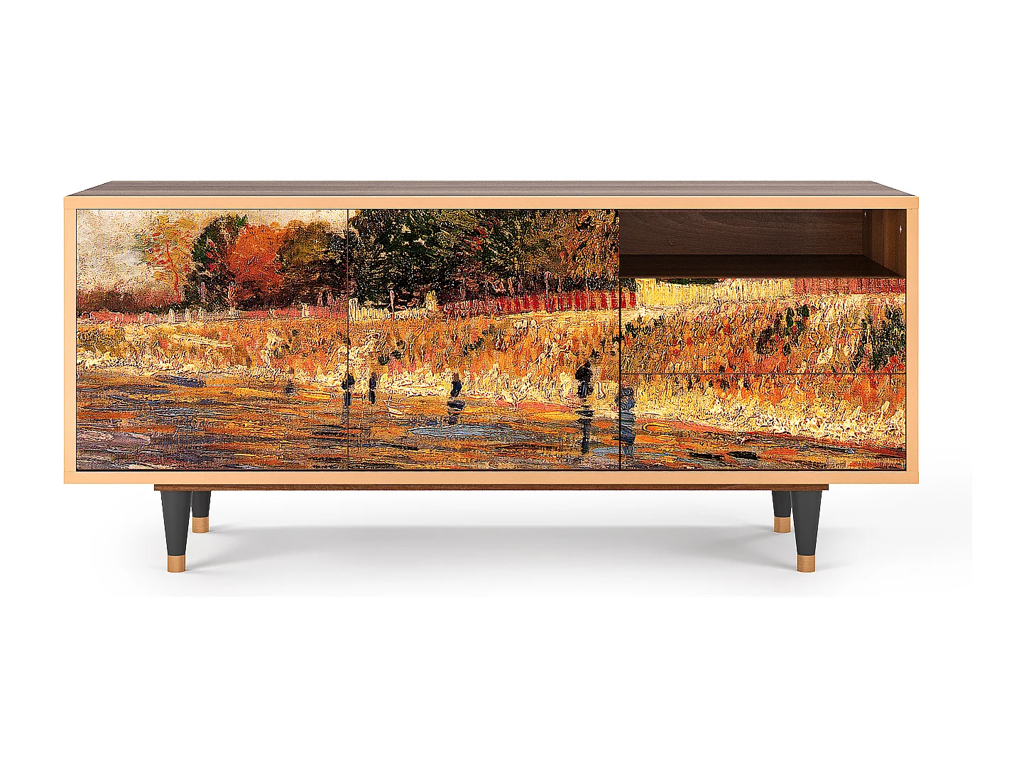 Szafka RTV - 125х56х41 cm - T7 - The Banks, Orzech