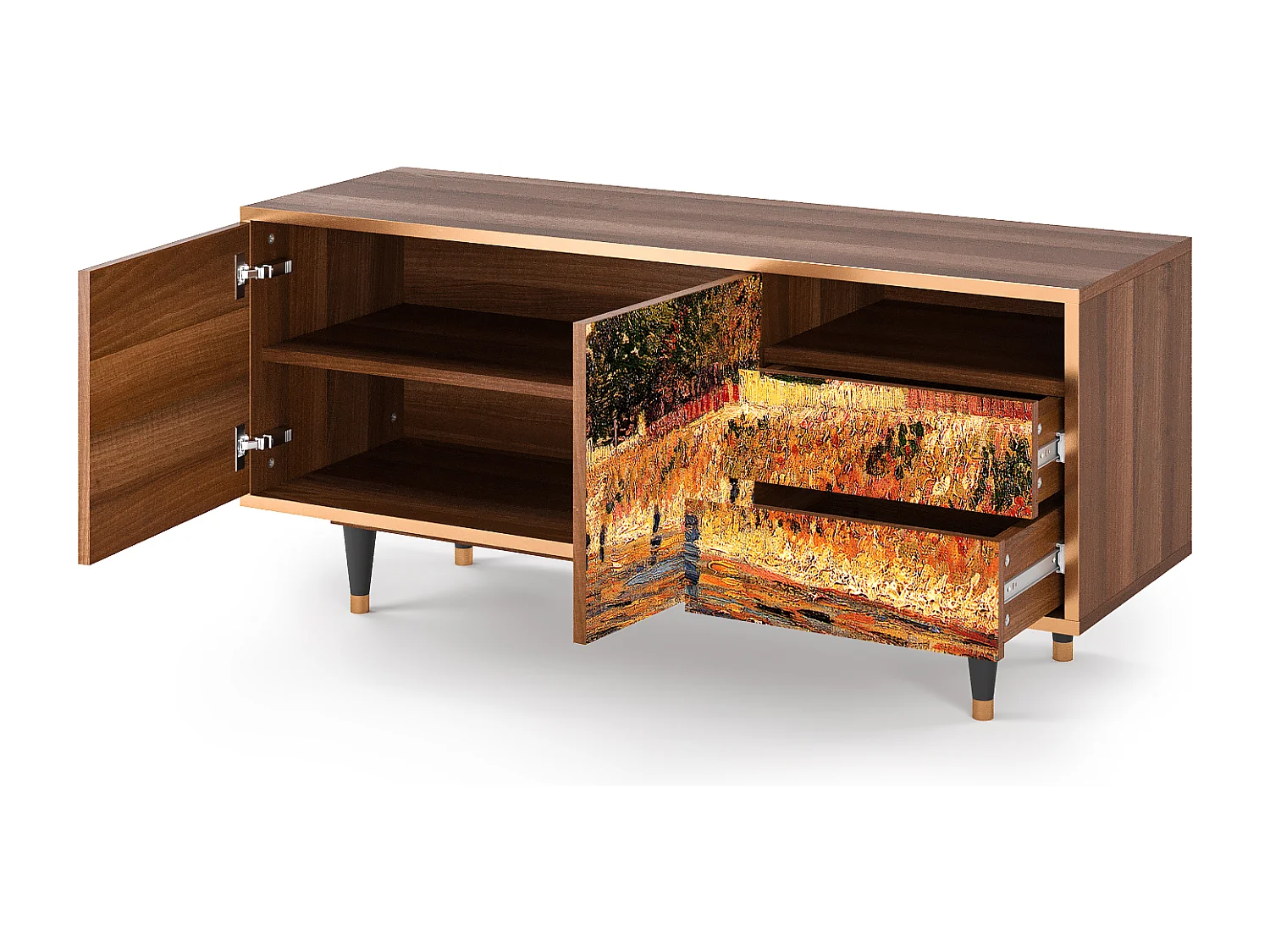 Mobile TV - 125х56х41 cm - T7 - The Banks, Noce