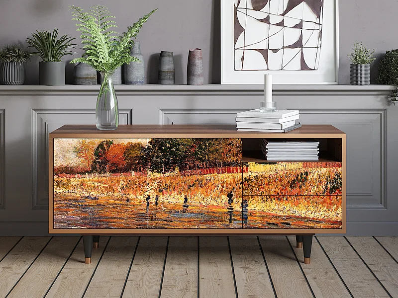 Szafka RTV - 125х56х41 cm - T7 - The Banks, Orzech