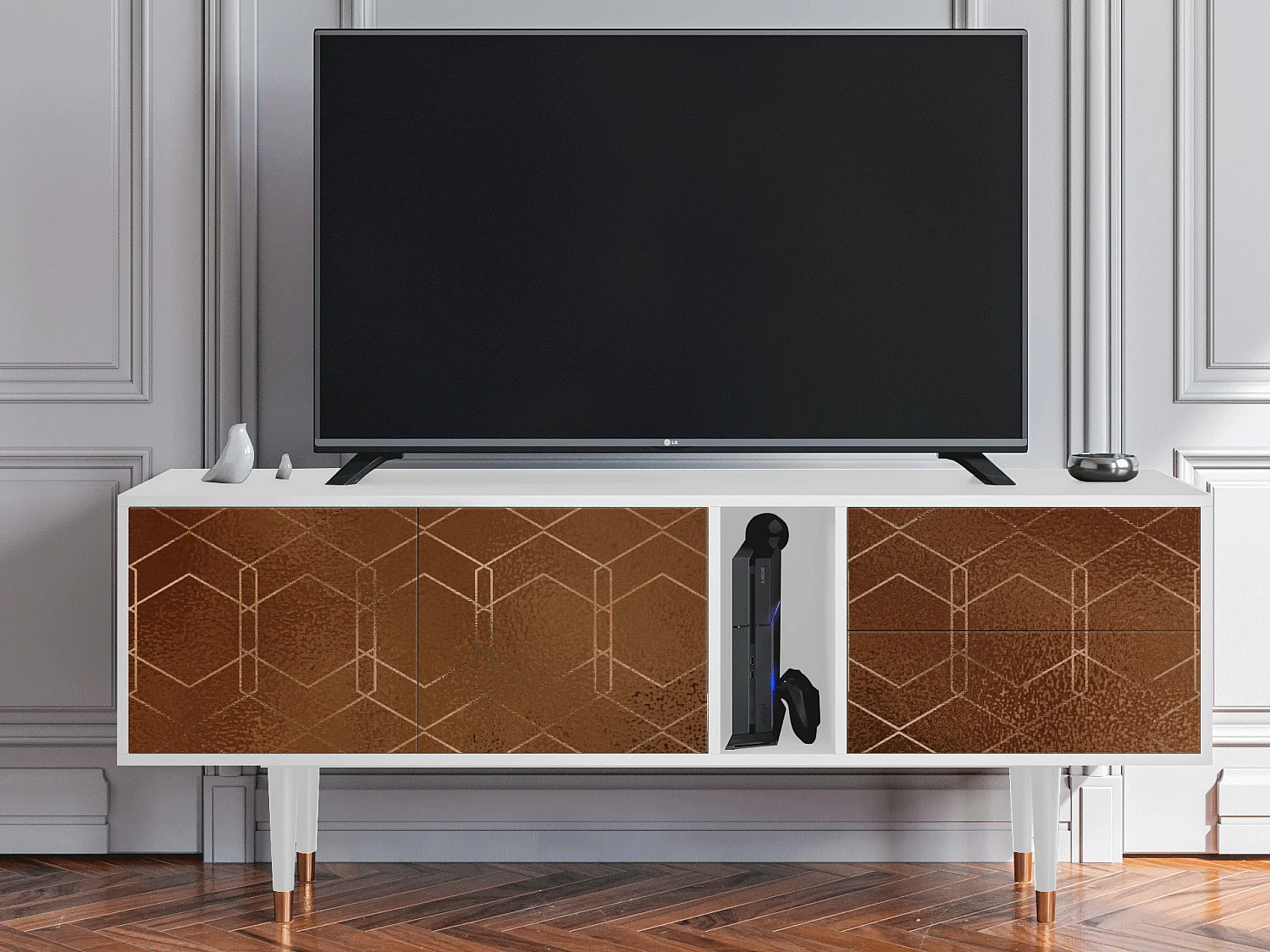 TV-Möbel - 170х69х48 cm - T1 - Chocolate Bar, Weiß