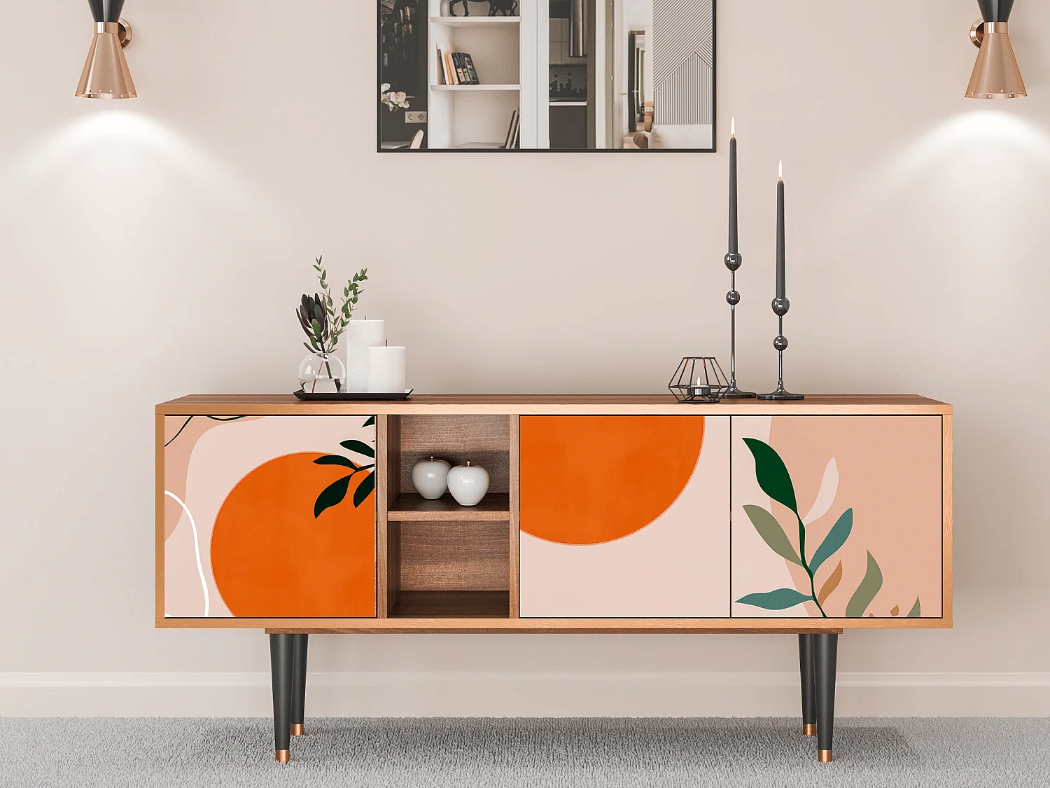 Mueble de TV - 150х69х41 cm - T5 - Artwork, Nogal