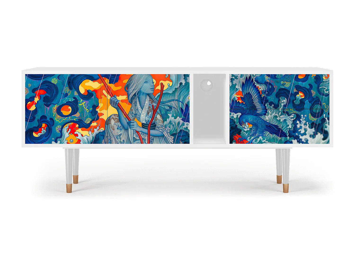 TV-meubel - 170х69х48 cm - T1 - The Girl - James Jean, Wit