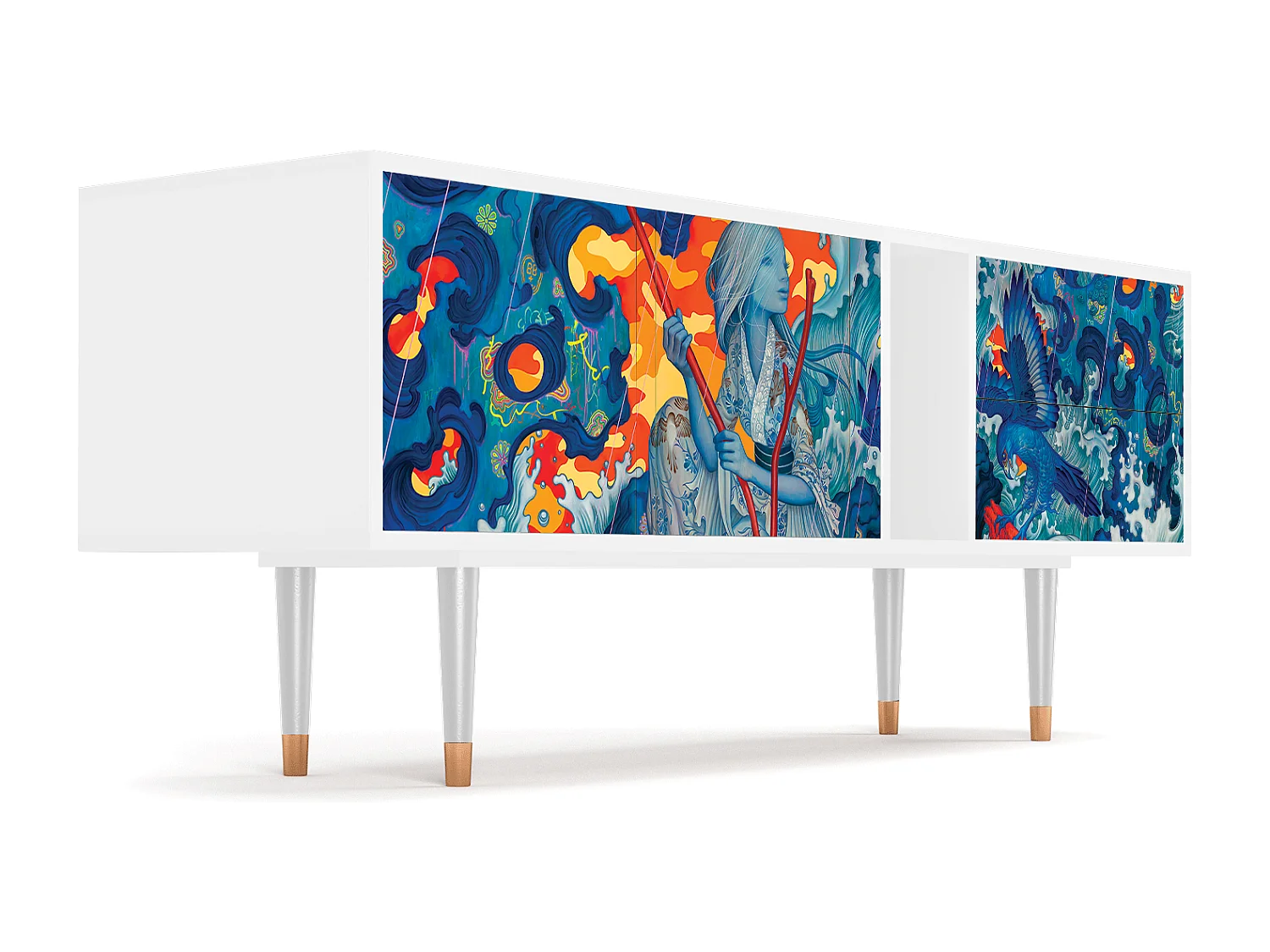 TV-meubel - 170х69х48 cm - T1 - The Girl - James Jean, Wit