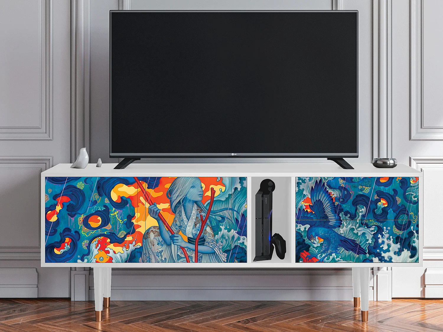 TV-meubel - 170х69х48 cm - T1 - The Girl - James Jean, Wit