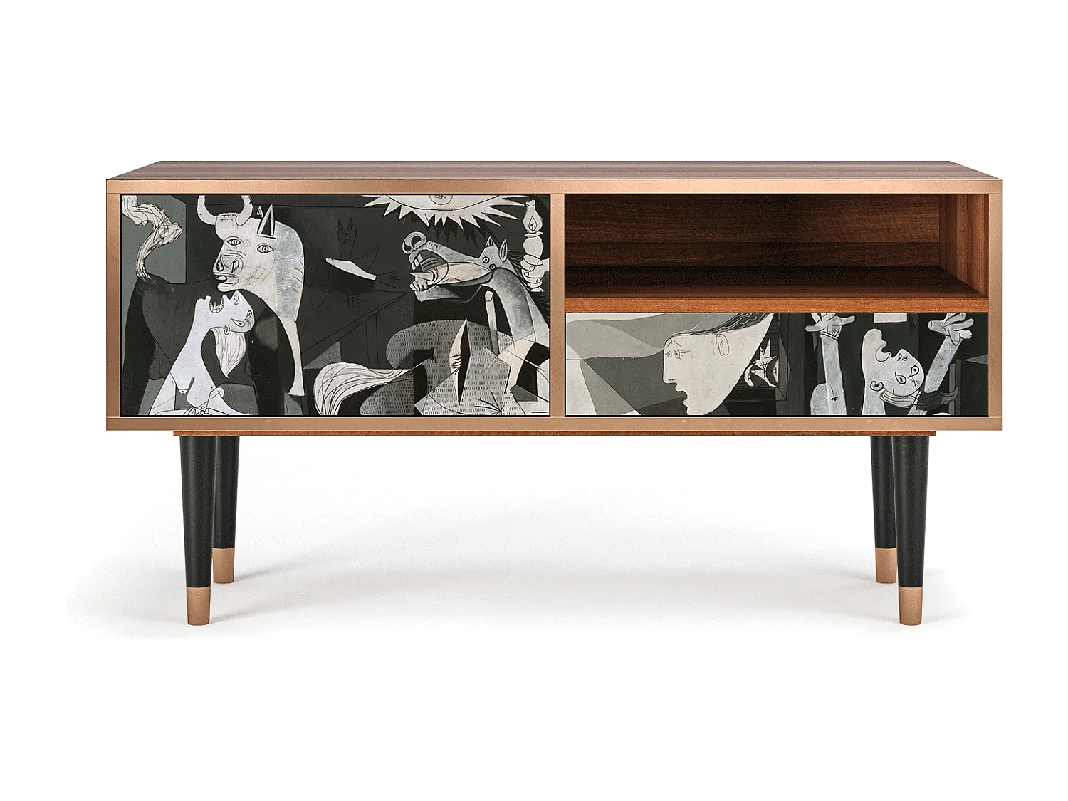 Szafka RTV - 115х59х48 cm - T3 - Guernica by Picasso, Orzech