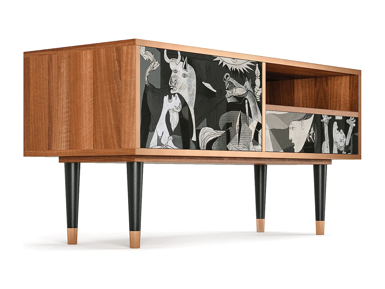 Szafka RTV - 115х59х48 cm - T3 - Guernica by Picasso, Orzech