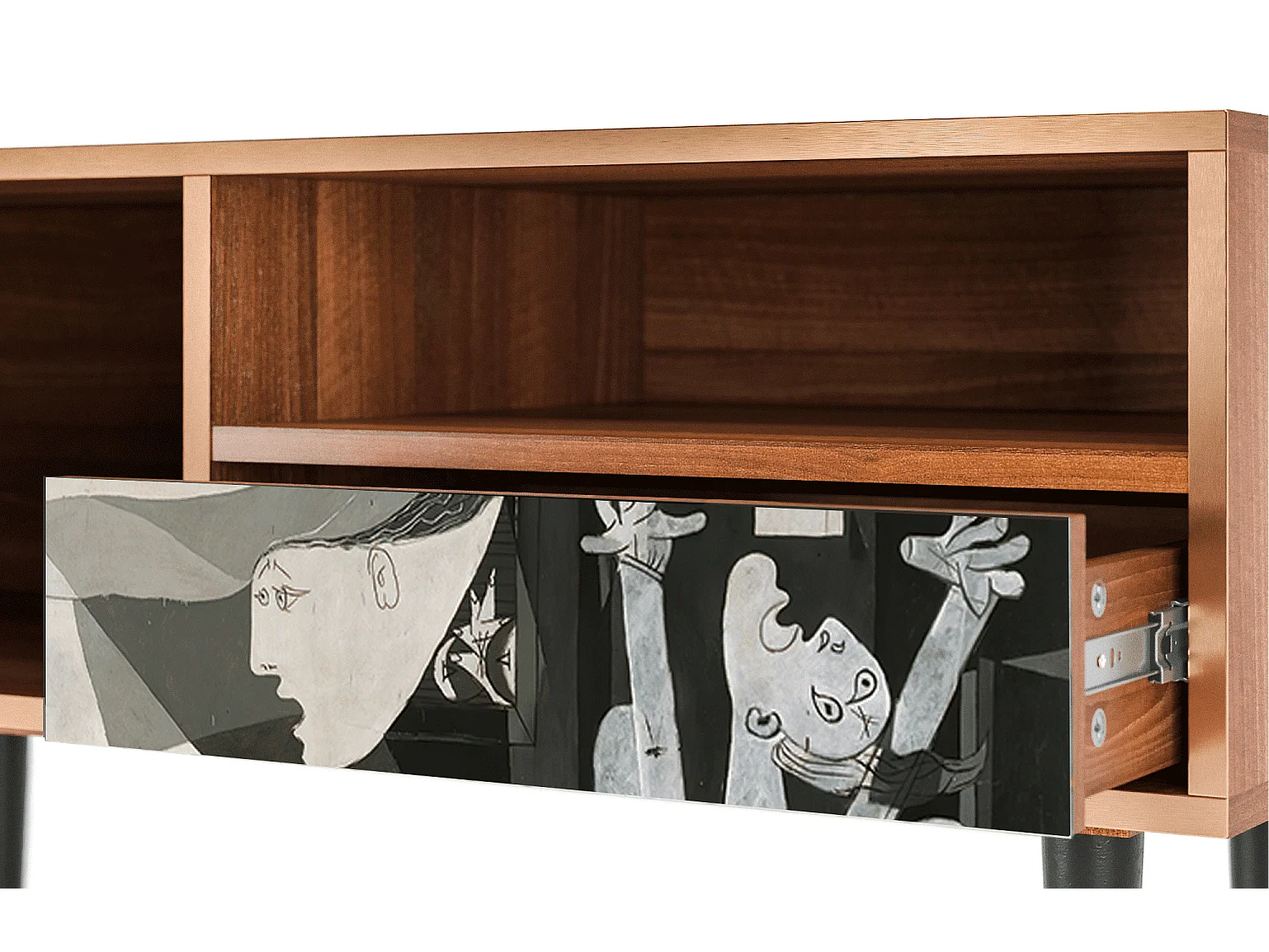 Szafka RTV - 115х59х48 cm - T3 - Guernica by Picasso, Orzech