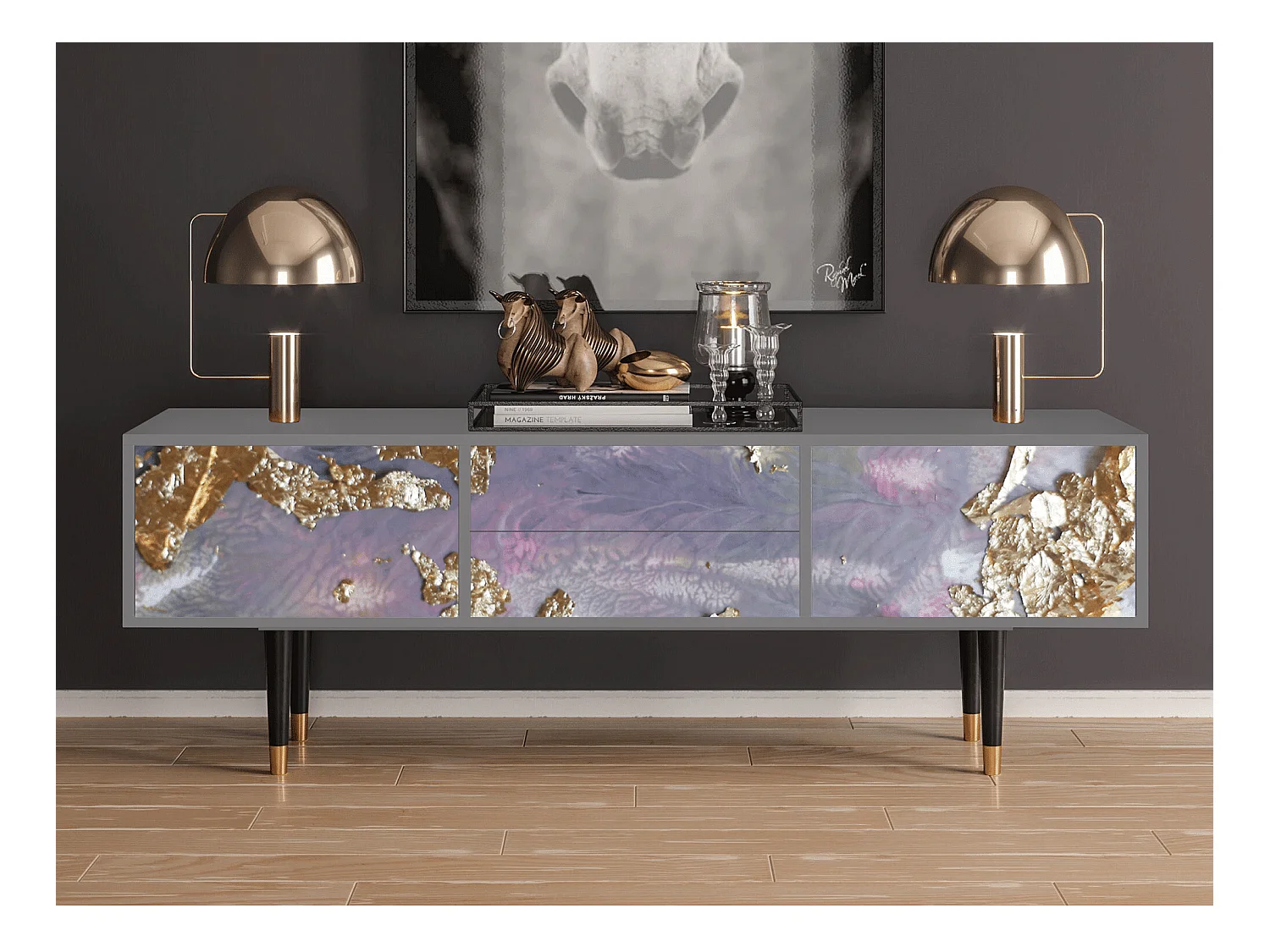 Meuble TV - 170х59х48 cm - T4 - Planet Earth, Gris