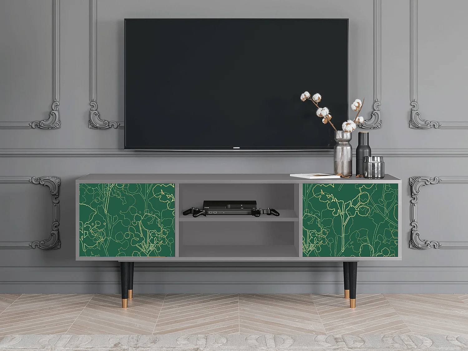 Mueble de TV - 170х69х48 cm - T2 - Emerald Forest, Cinza