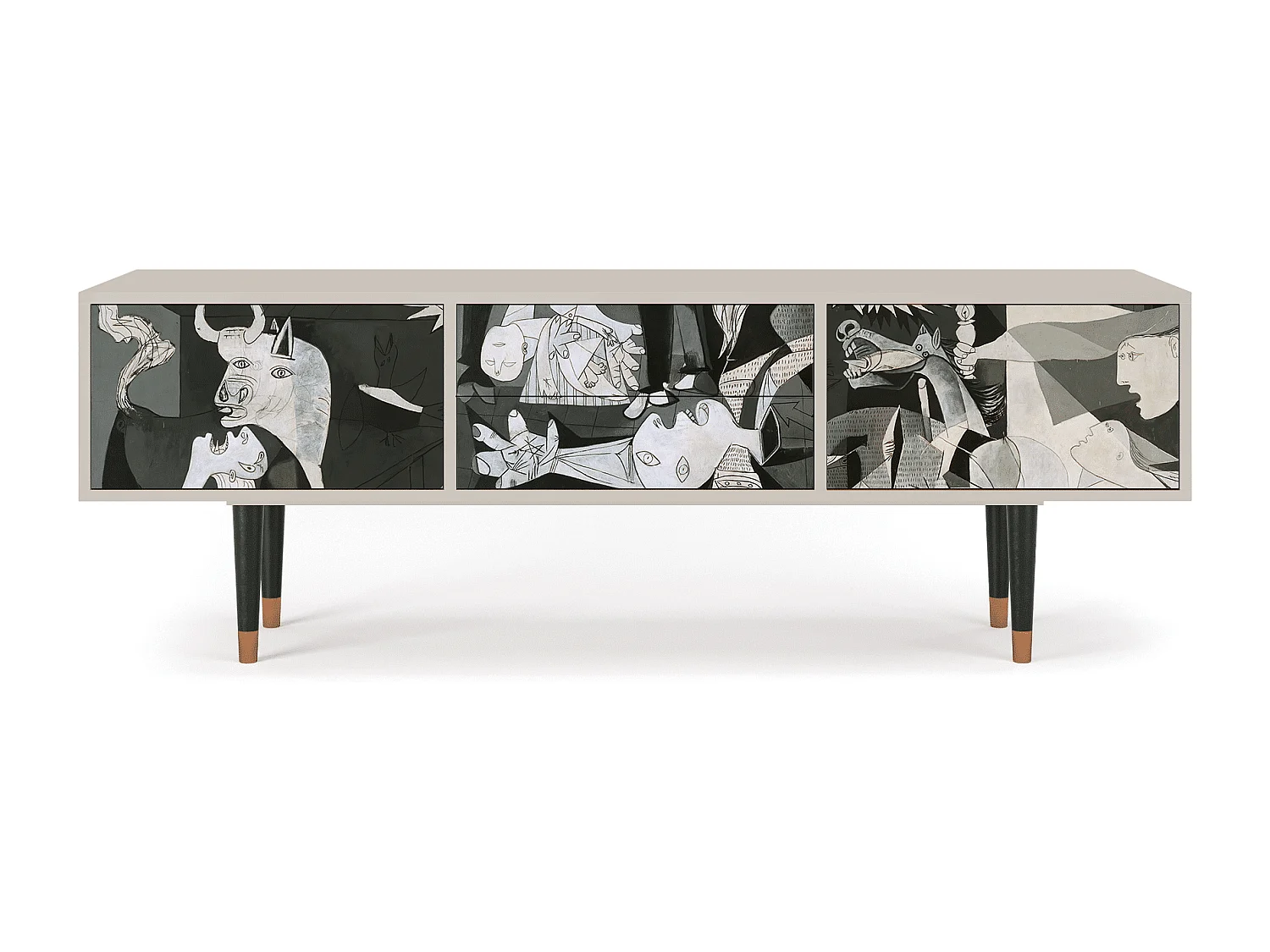 Szafka RTV - 170х59х48 cm - T4 - Guernica by Picasso, Piaskowy