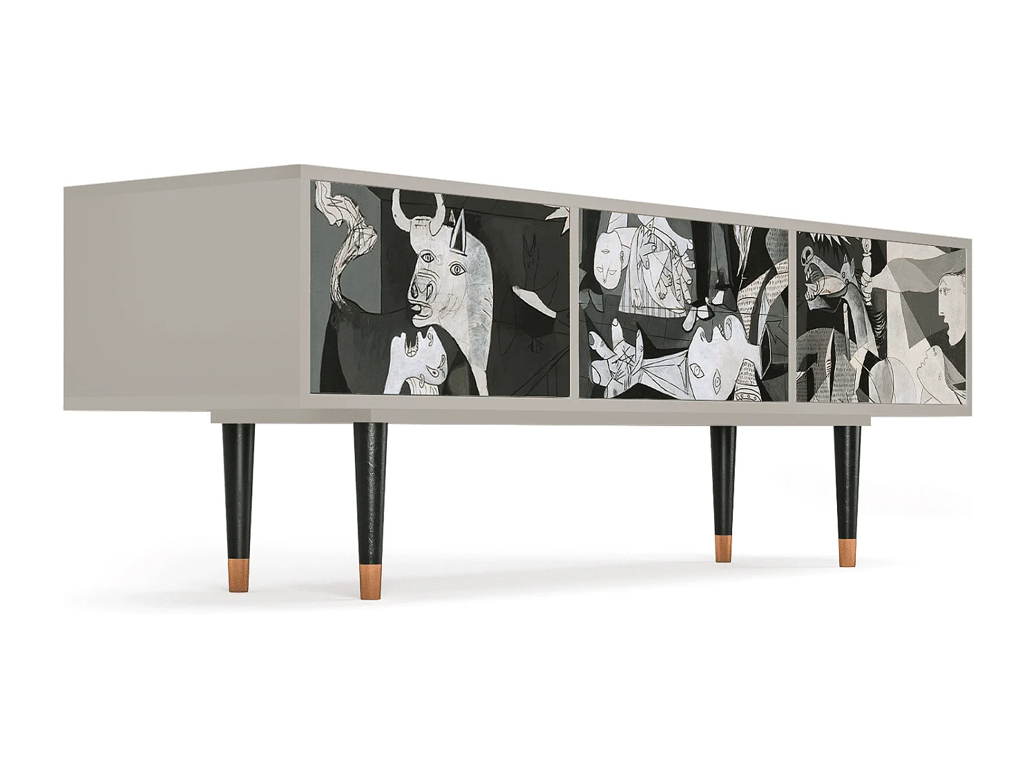 Szafka RTV - 170х59х48 cm - T4 - Guernica by Picasso, Piaskowy