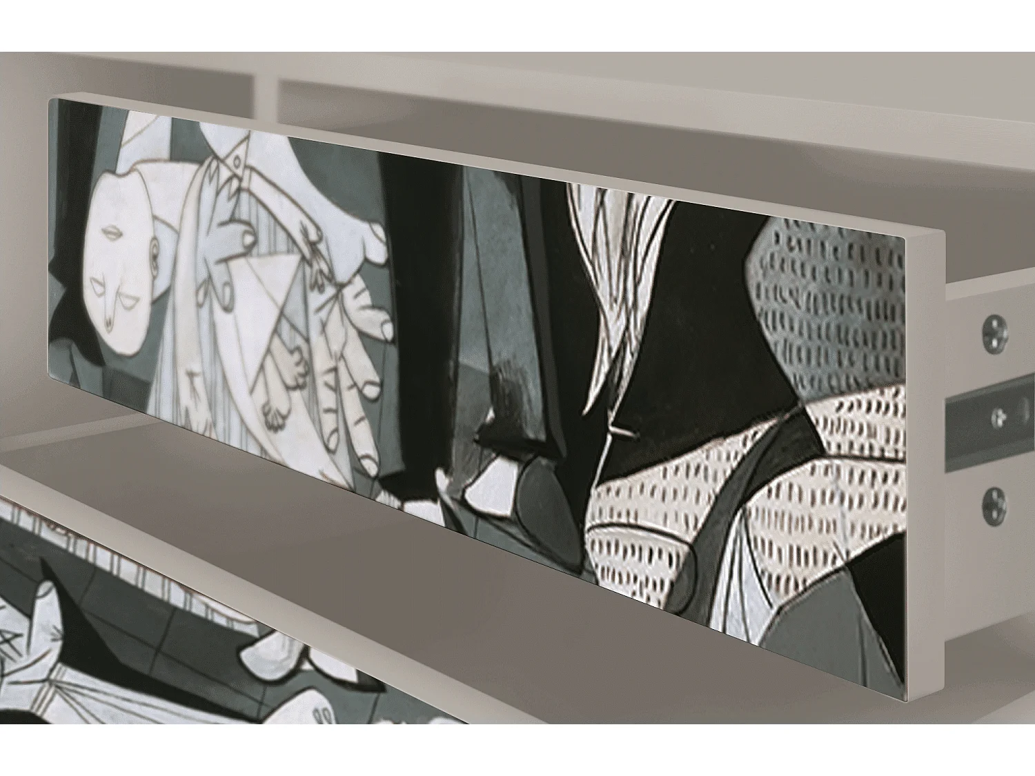 Szafka RTV - 170х59х48 cm - T4 - Guernica by Picasso, Piaskowy