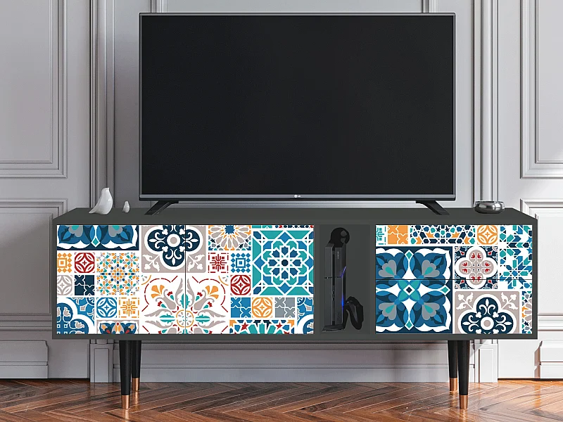 TV-meubel - 170х69х48 cm - T1 - Moroccan Market, Antraciet