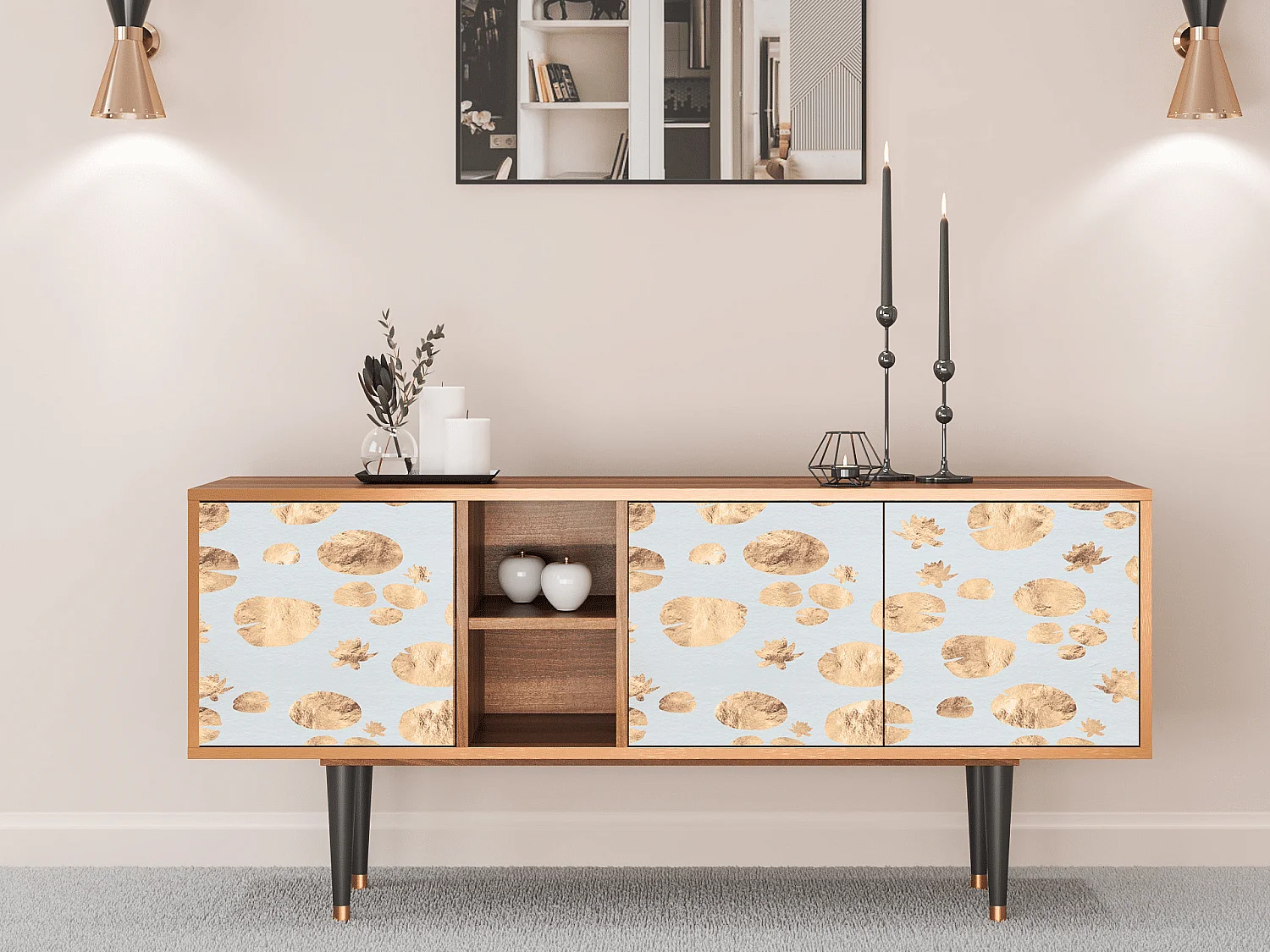 TV-meubel - 150х69х41 cm - T5 - Blue Giraffe, Walnoot