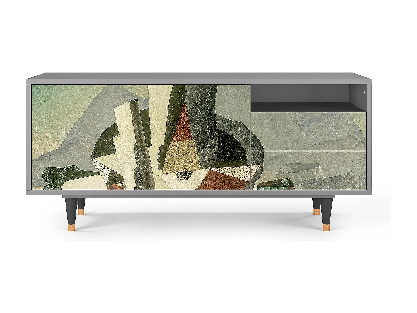 TV-meubel - 125х56х41 cm - T7 - The Cubist Paintings , Grijs