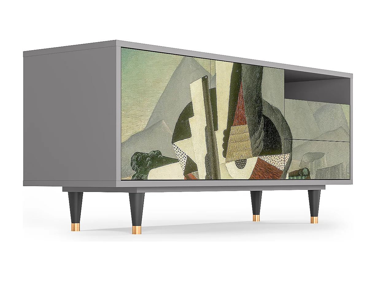 TV-meubel - 125х56х41 cm - T7 - The Cubist Paintings , Grijs