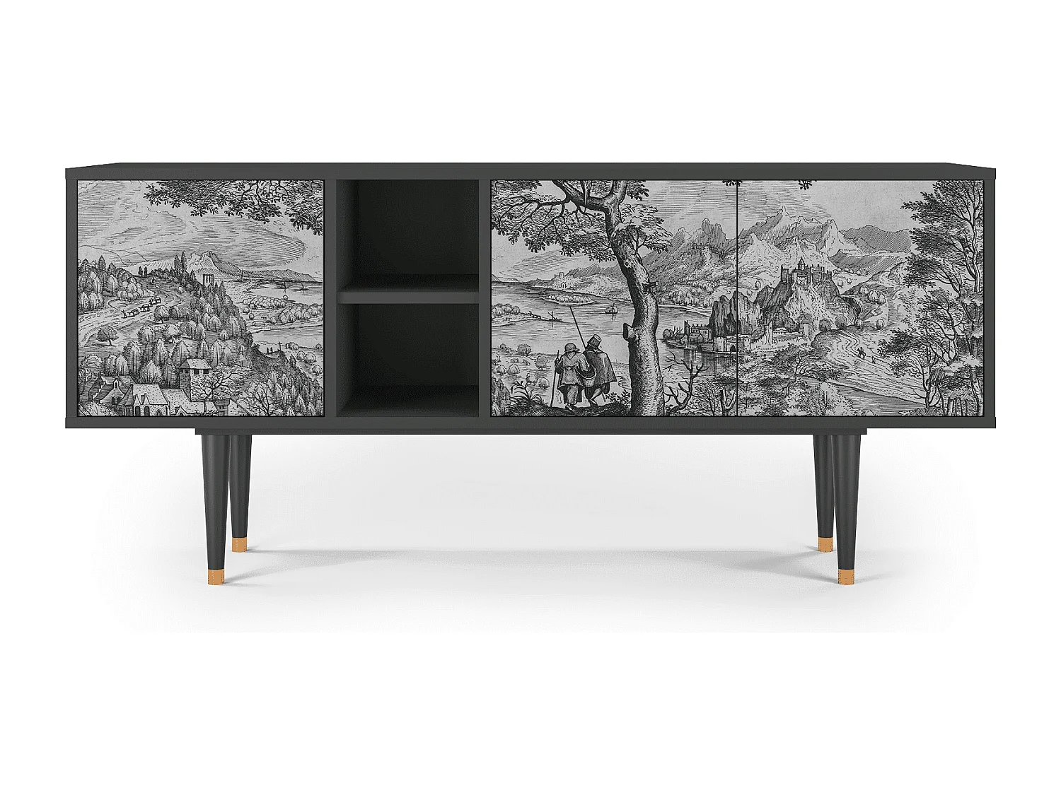 Meuble TV - 150х69х41 cm - T5 - Milites Requiescentes, Anthracite