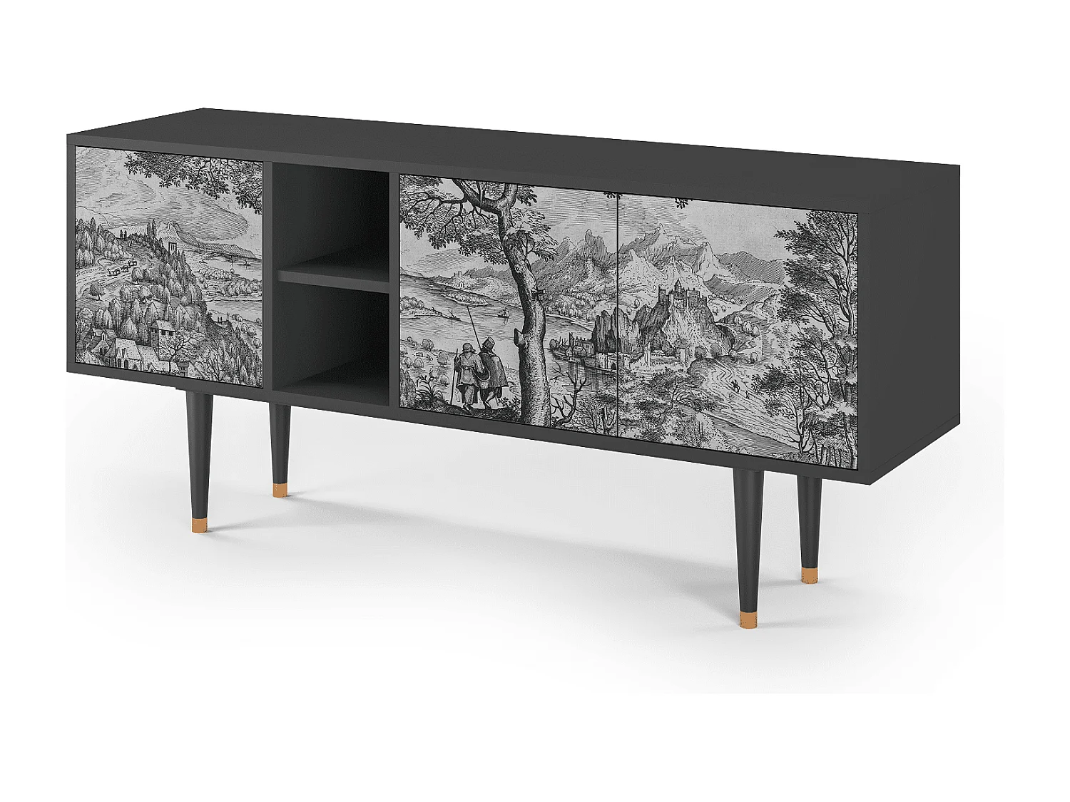 Meuble TV - 150х69х41 cm - T5 - Milites Requiescentes, Anthracite