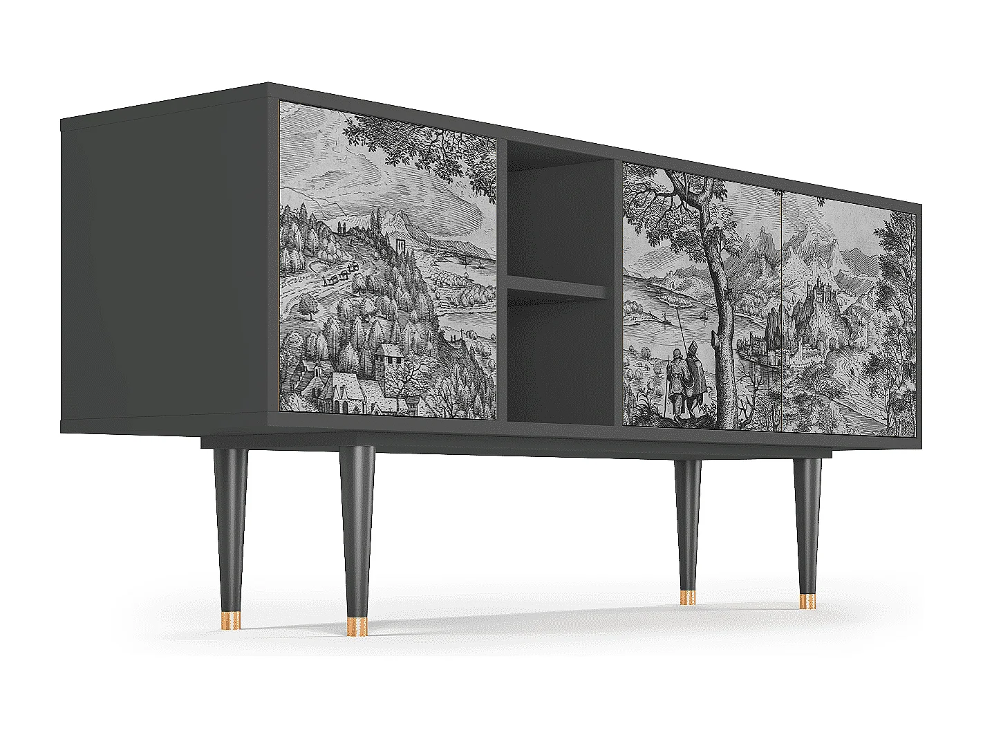 Meuble TV - 150х69х41 cm - T5 - Milites Requiescentes, Anthracite