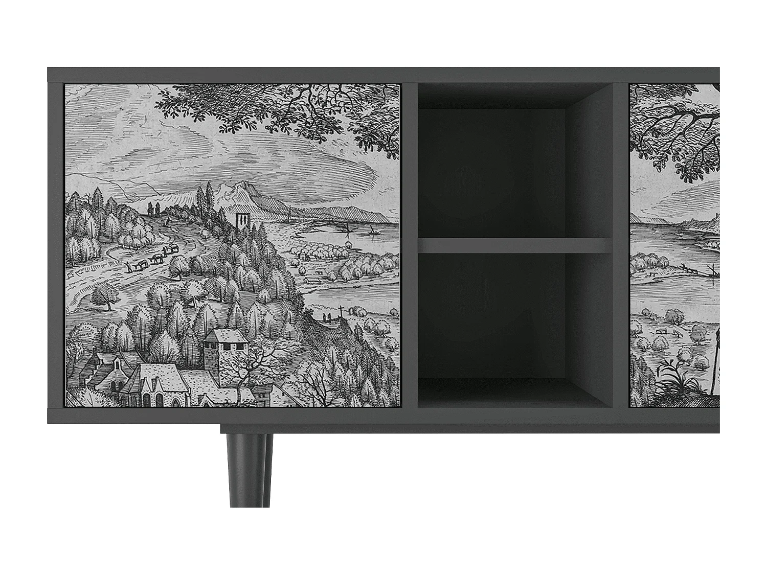 Meuble TV - 150х69х41 cm - T5 - Milites Requiescentes, Anthracite