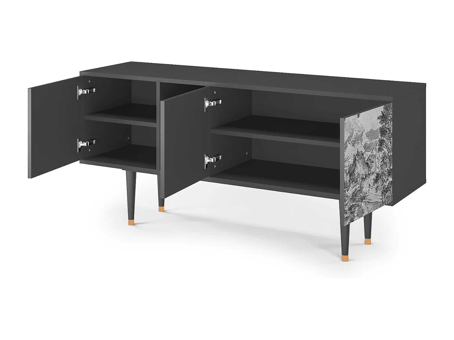 Meuble TV - 150х69х41 cm - T5 - Milites Requiescentes, Anthracite