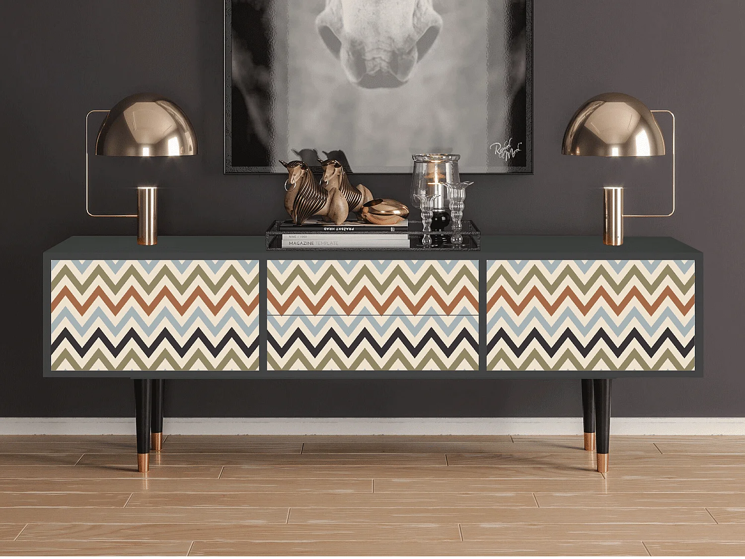 Meuble TV - 170х59х48 cm - T4 - Bright Ripple, Anthracite