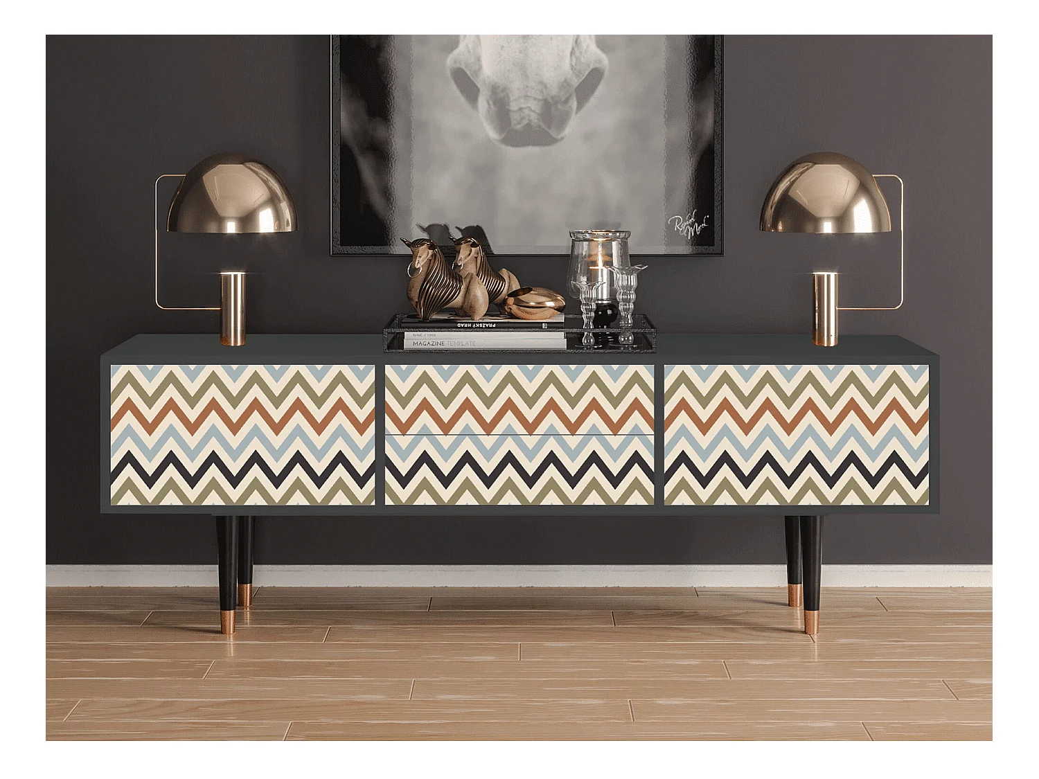 Meuble TV - 170х59х48 cm - T4 - Bright Ripple, Anthracite