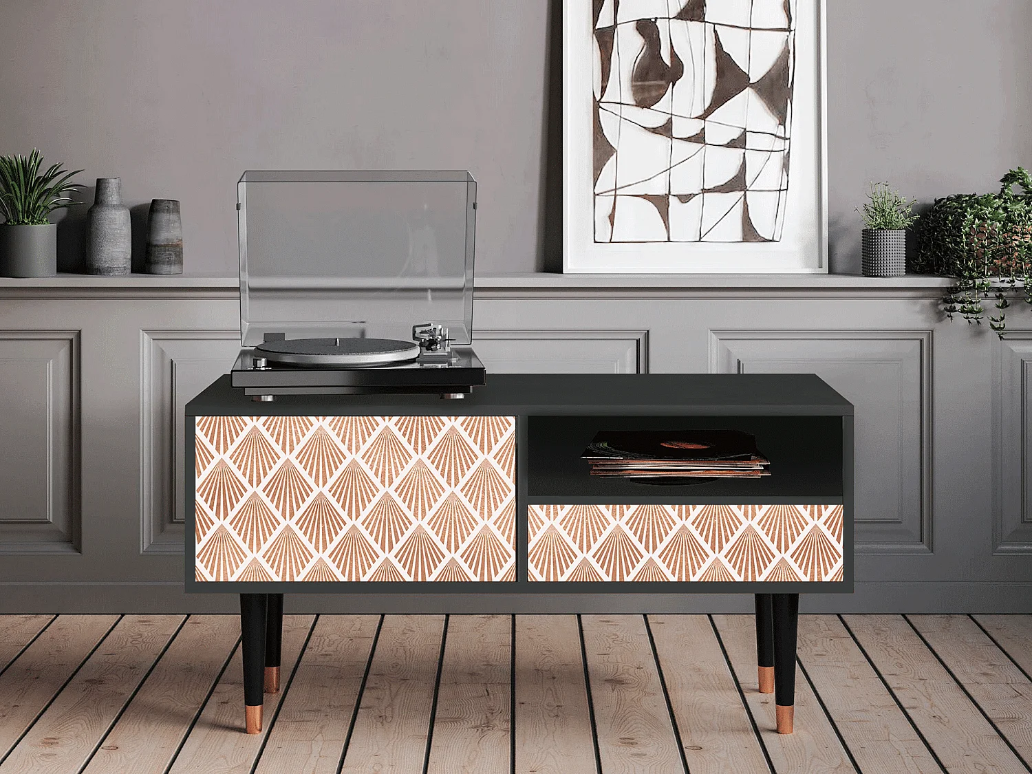 Meuble TV - 115х59х48 cm - T3 - Pastel Sunrise, Anthracite