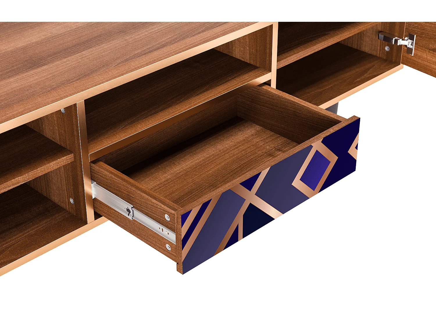 Meuble TV - 170х59х41 cm - T6 - Aquamarine Getsby, Noyer